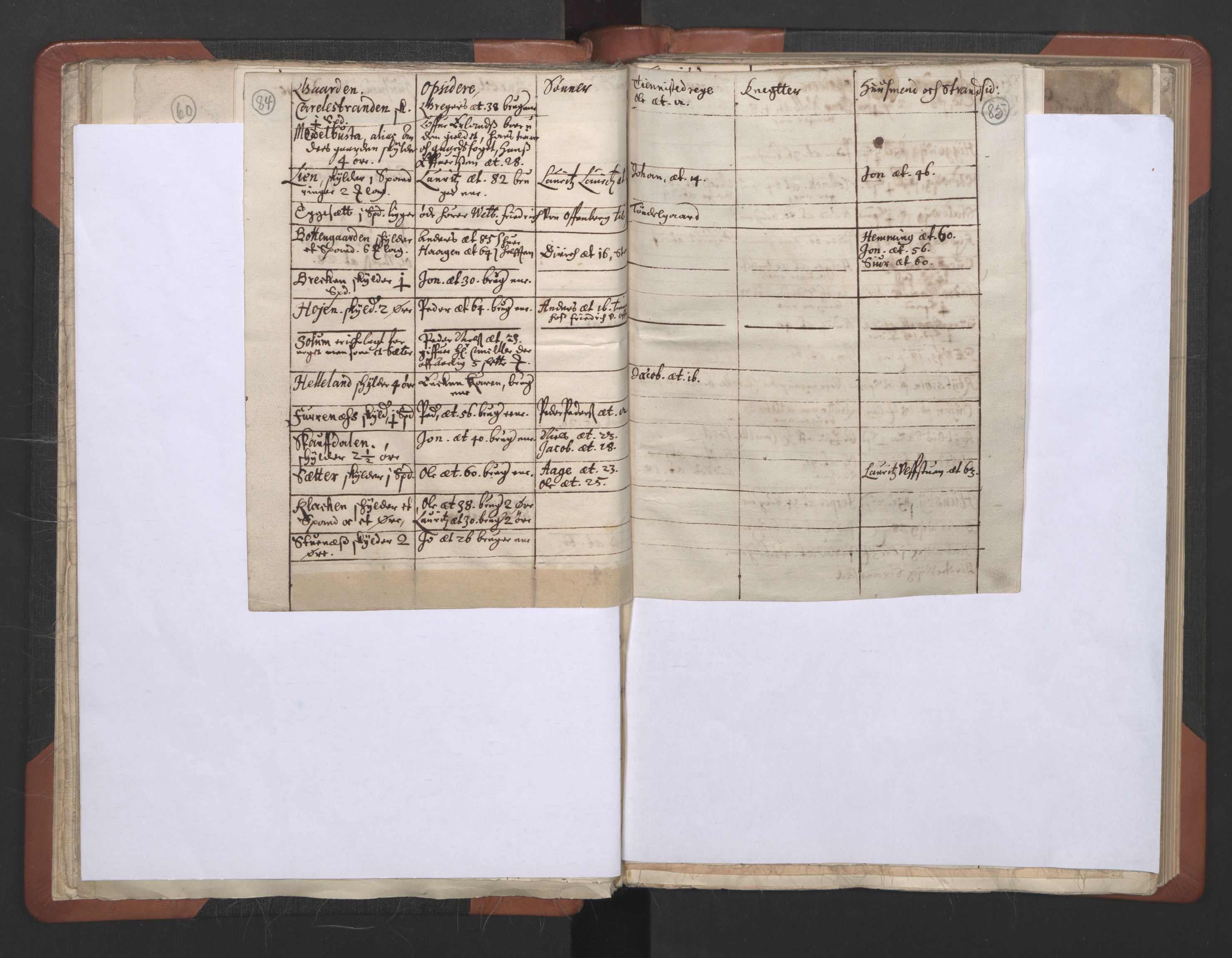 RA, Vicar's Census 1664-1666, no. 30: Fosen deanery, 1664-1666, p. 84-85