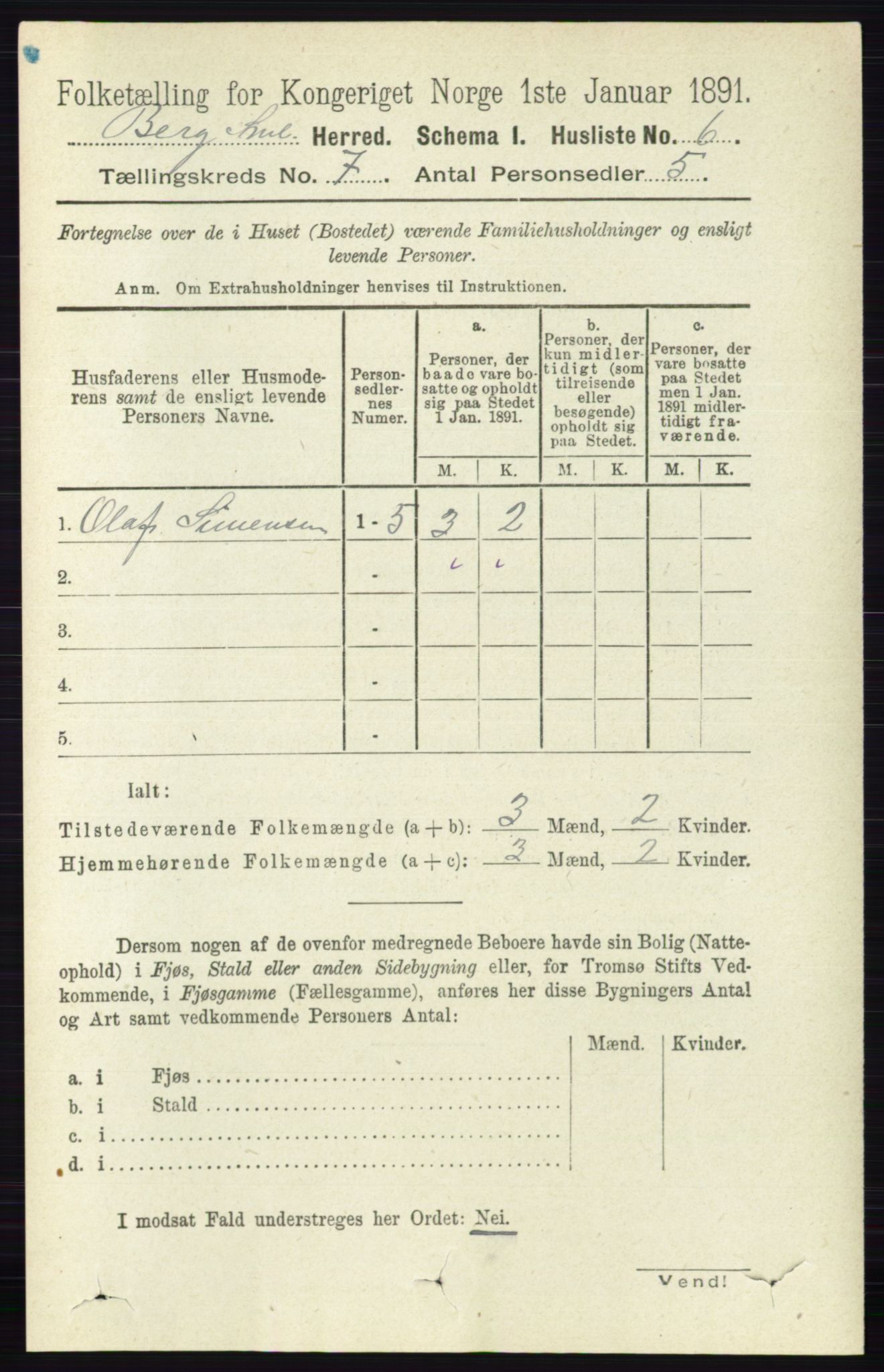 RA, 1891 census for 0116 Berg, 1891, p. 4908