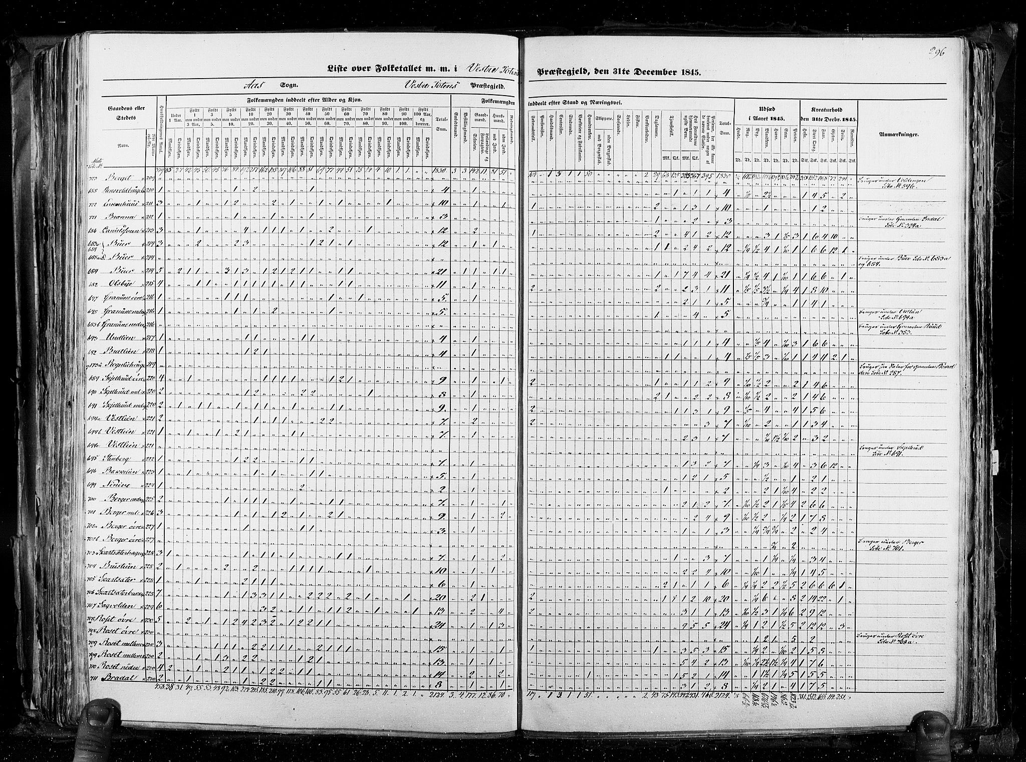 RA, Census 1845, vol. 3: Hedemarken amt og Kristians amt, 1845, p. 296