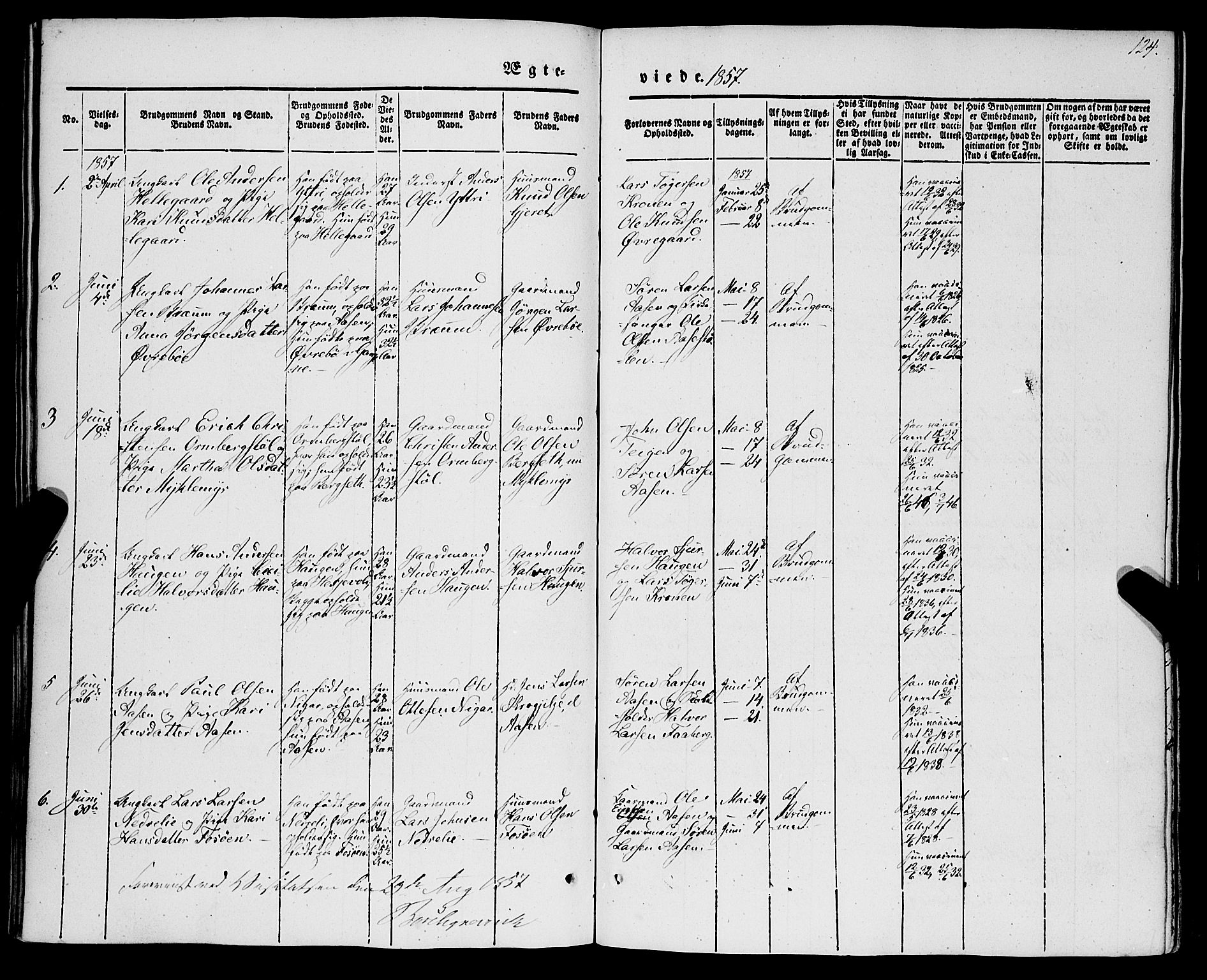Jostedal sokneprestembete, SAB/A-80601/H/Haa/Haaa/L0005: Parish register (official) no. A 5, 1849-1877, p. 124