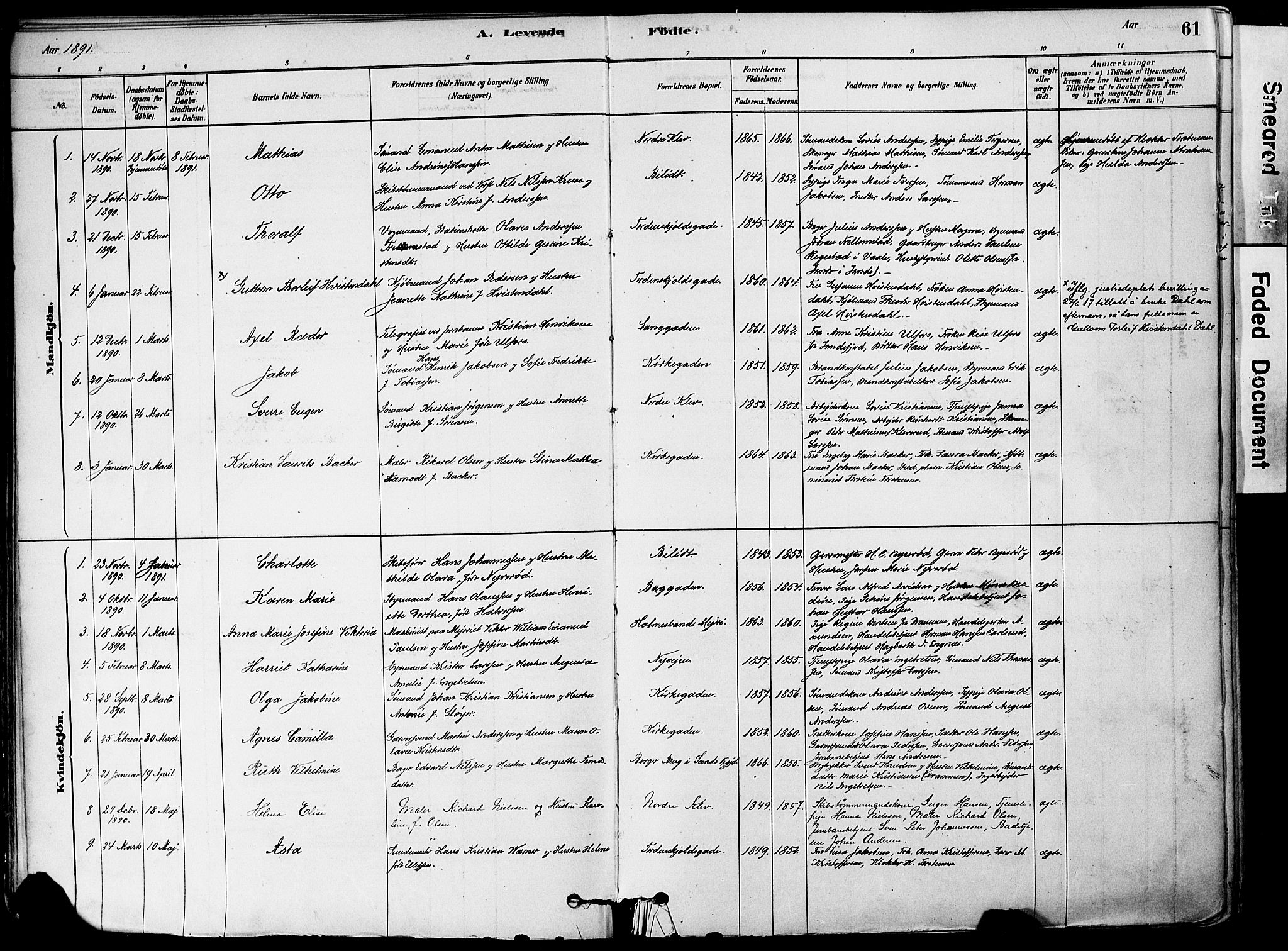 Holmestrand kirkebøker, AV/SAKO-A-346/F/Fa/L0004: Parish register (official) no. 4, 1880-1901, p. 61