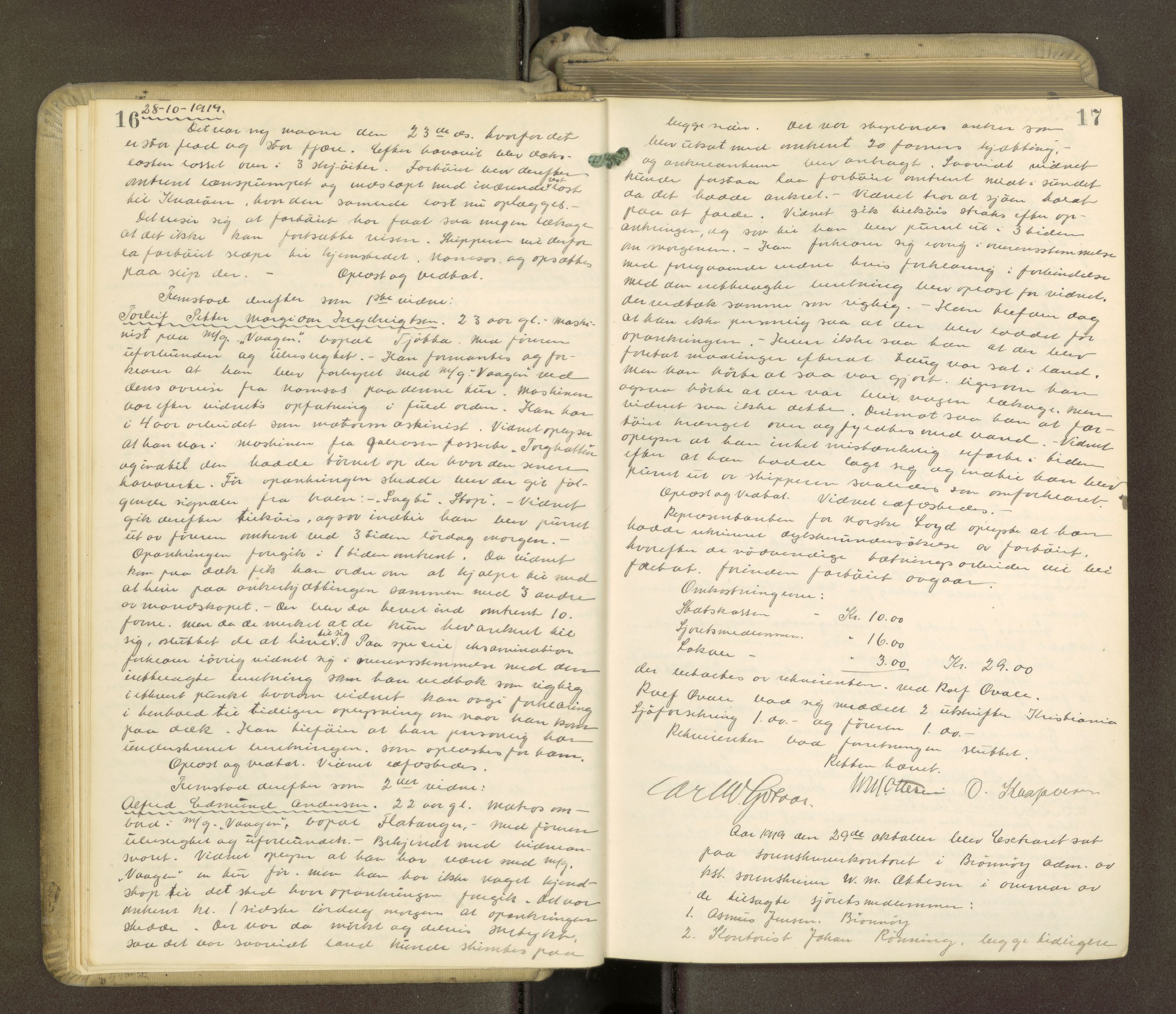 Brønnøy sorenskriveri, AV/SAT-A-4170/1/1/1B/L0001: Ekstrarettsprotokoll, 1919-1926, p. 16-17