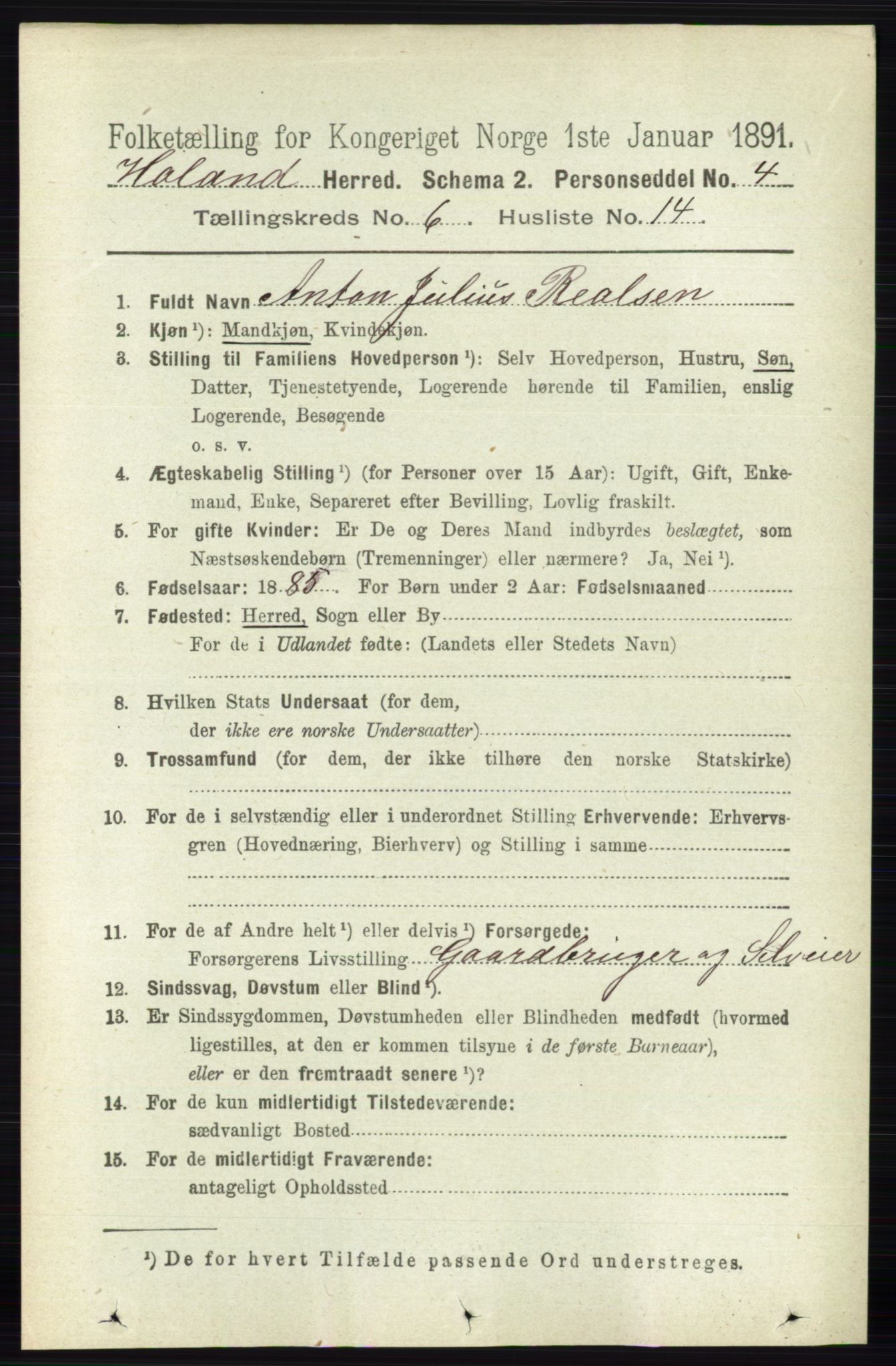 RA, 1891 census for 0221 Høland, 1891, p. 4410