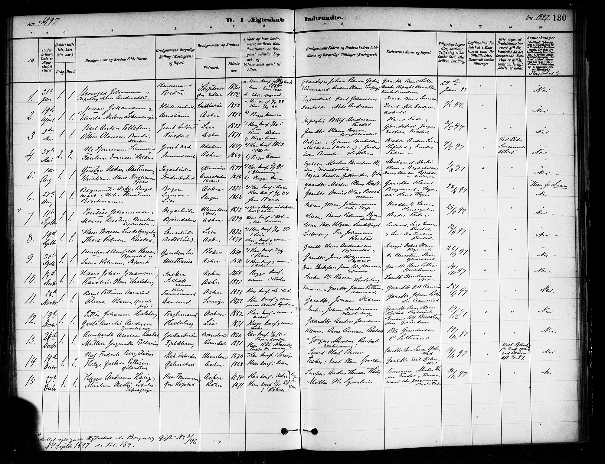 Asker prestekontor Kirkebøker, SAO/A-10256a/F/Fa/L0014: Parish register (official) no. I 14, 1879-1900, p. 130