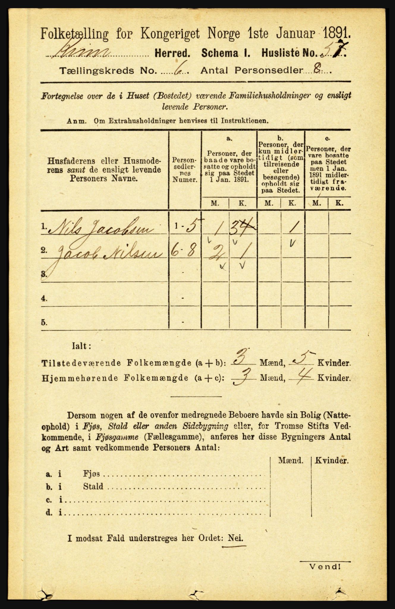 RA, 1891 census for 1437 Kinn, 1891, p. 2269