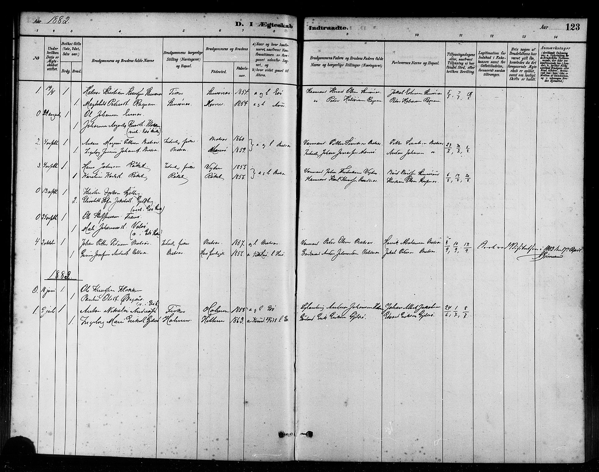 Ministerialprotokoller, klokkerbøker og fødselsregistre - Møre og Romsdal, AV/SAT-A-1454/582/L0947: Parish register (official) no. 582A01, 1880-1900, p. 123