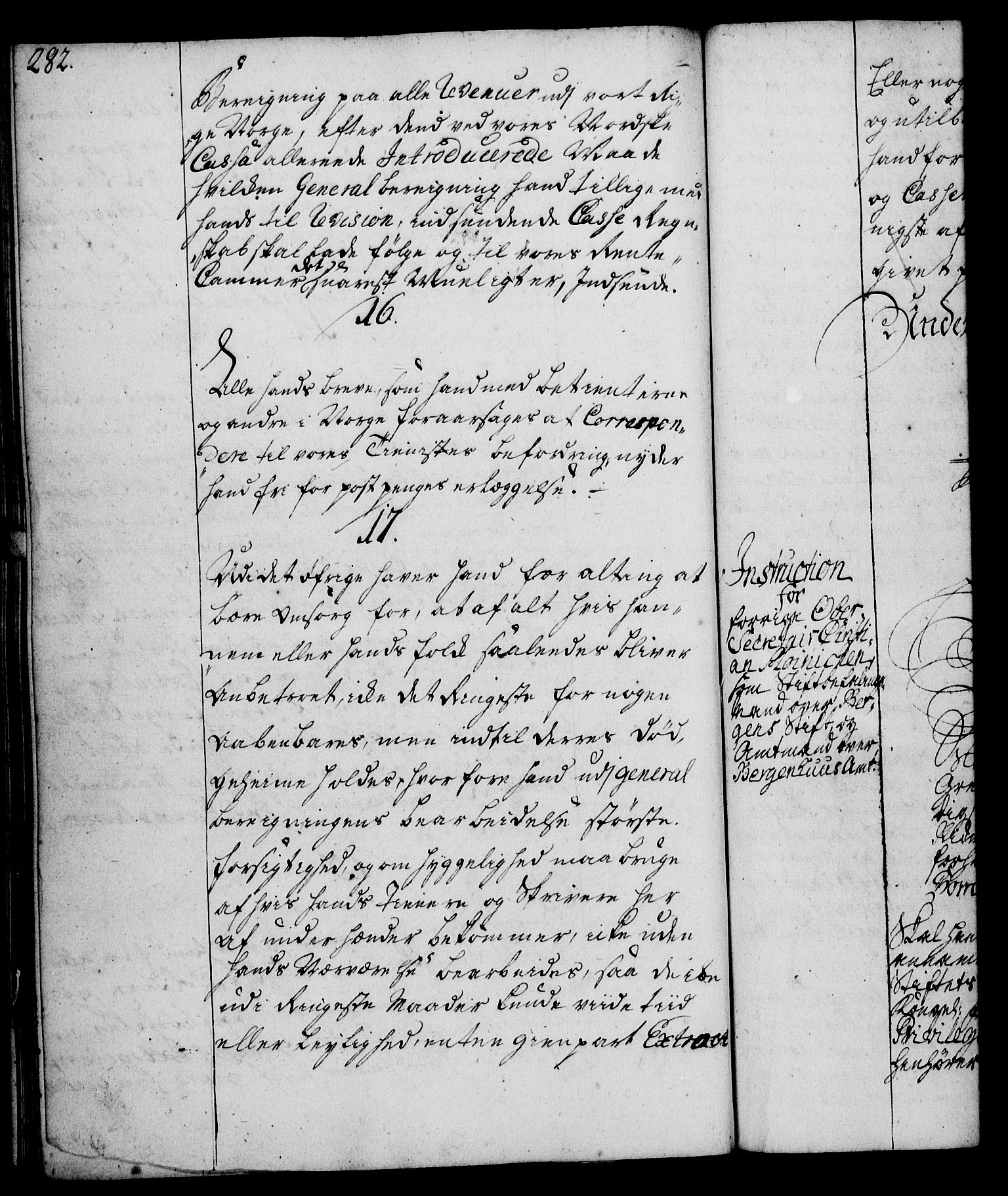 Rentekammeret, Kammerkanselliet, RA/EA-3111/G/Gg/Ggi/L0002: Norsk instruksjonsprotokoll med register (merket RK 53.35), 1729-1751, p. 282