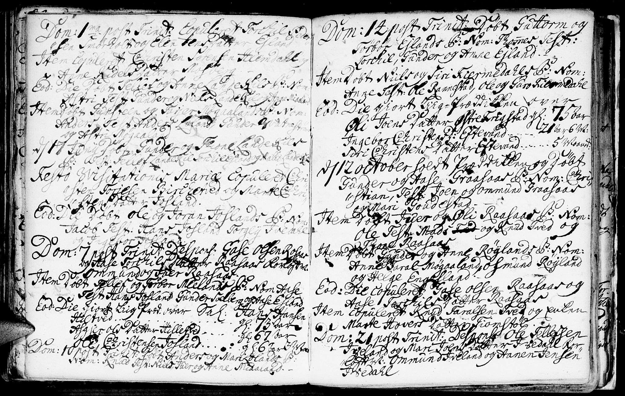 Evje sokneprestkontor, AV/SAK-1111-0008/F/Fa/Fac/L0001: Parish register (official) no. A 1, 1705-1764, p. 289-290