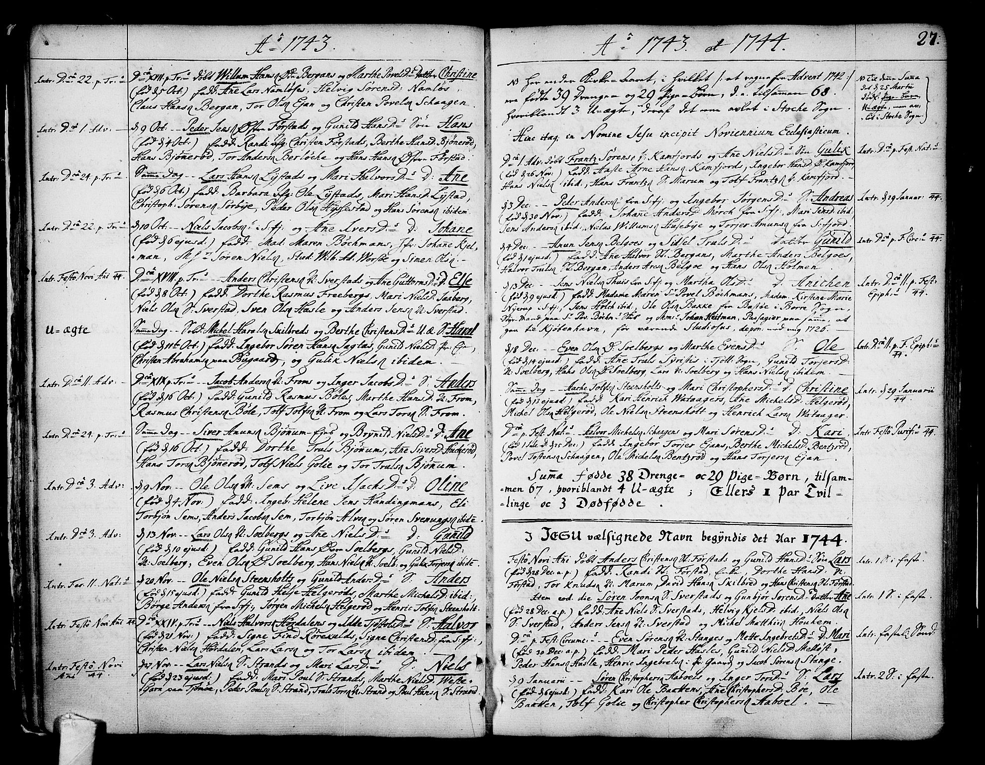 Sandar kirkebøker, AV/SAKO-A-243/F/Fa/L0002: Parish register (official) no. 2, 1733-1788, p. 27