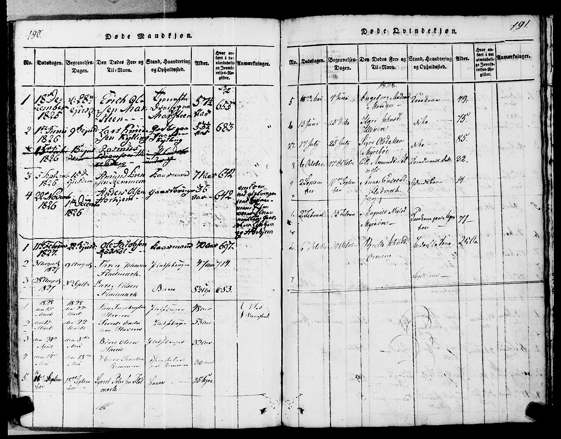 Ministerialprotokoller, klokkerbøker og fødselsregistre - Møre og Romsdal, AV/SAT-A-1454/546/L0593: Parish register (official) no. 546A01, 1818-1853, p. 190-191