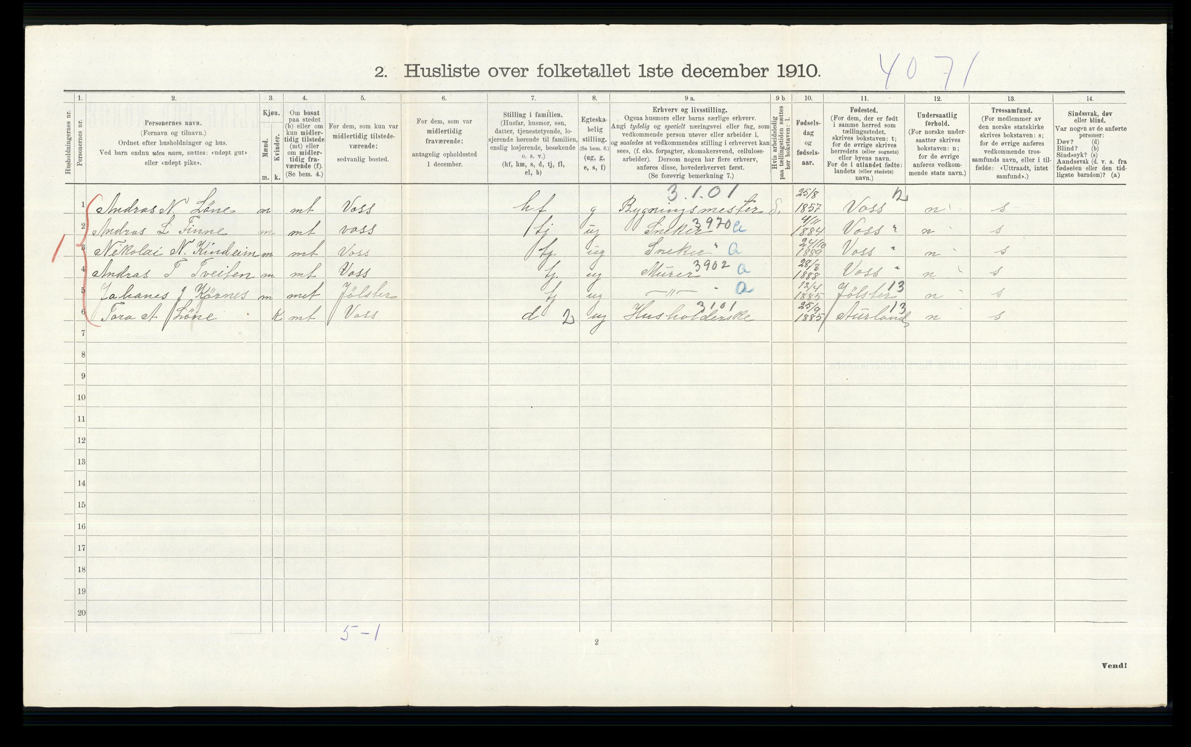 RA, 1910 census for Hol, 1910, p. 702