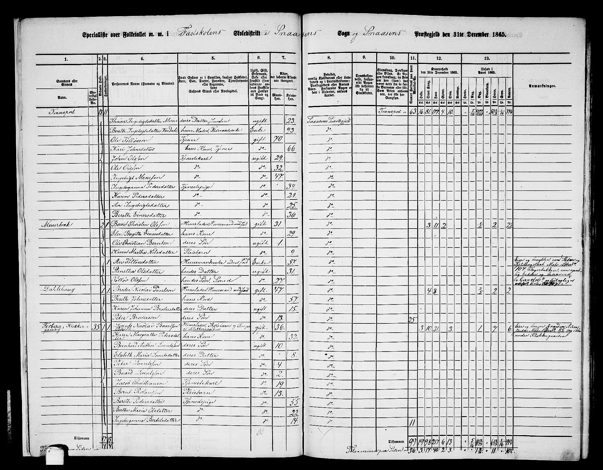 RA, 1865 census for Snåsa, 1865, p. 13