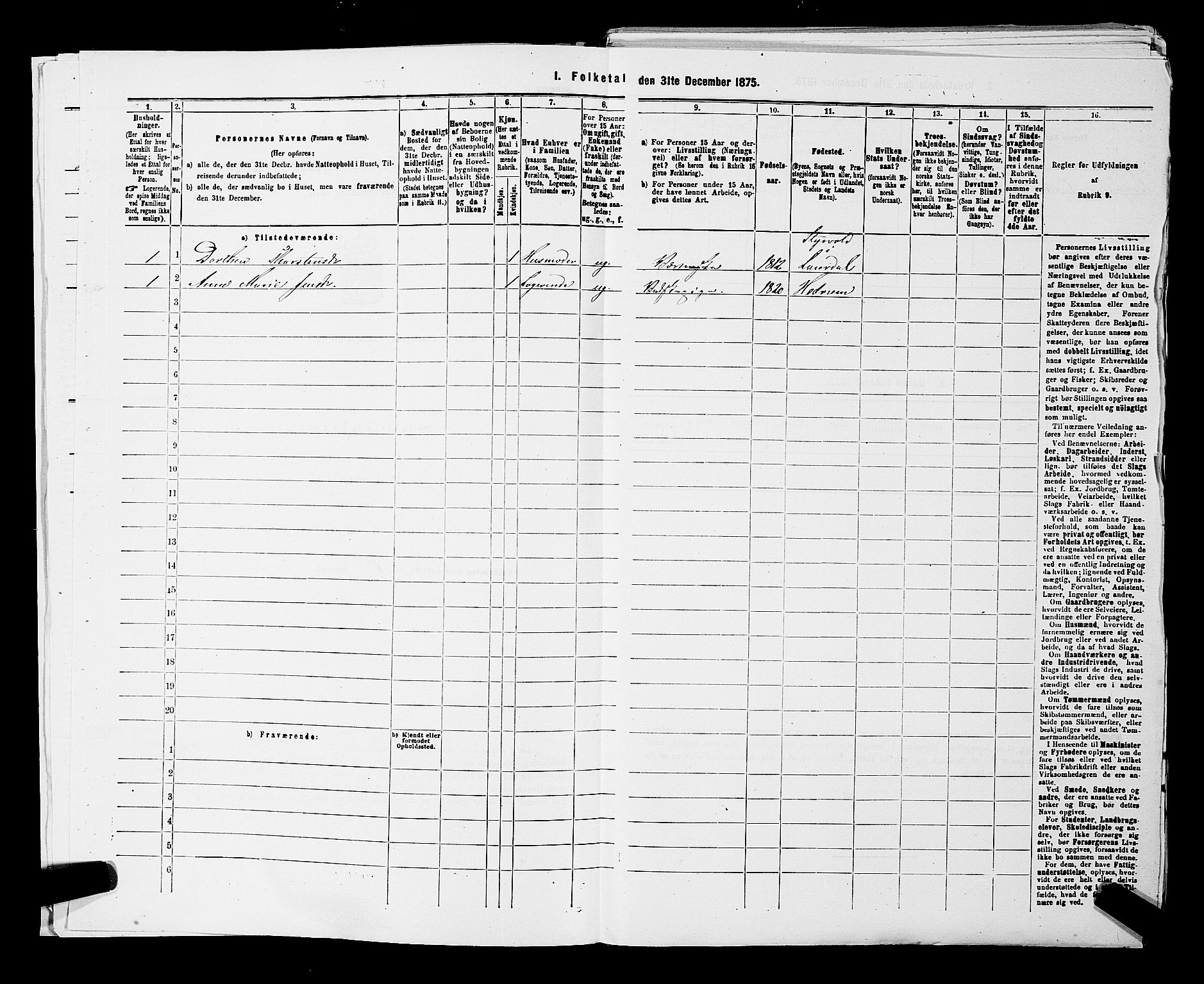 SAKO, 1875 census for 0727P Hedrum, 1875, p. 220