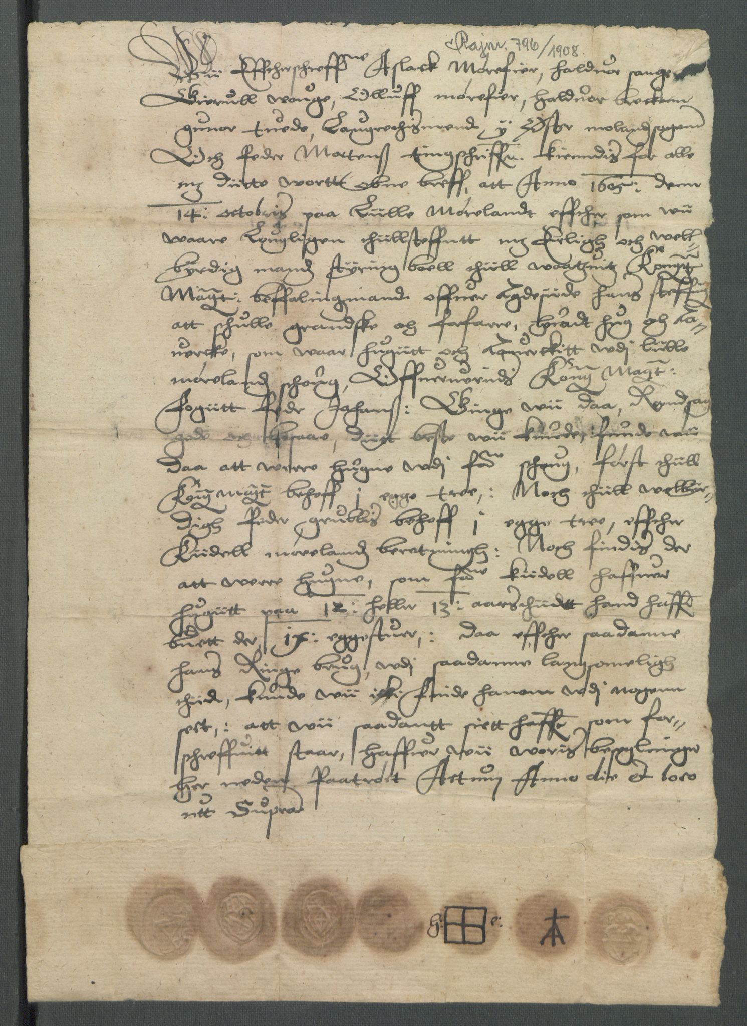 Riksarkivets diplomsamling, AV/RA-EA-5965/F02/L0114: Dokumenter, 1605, p. 54