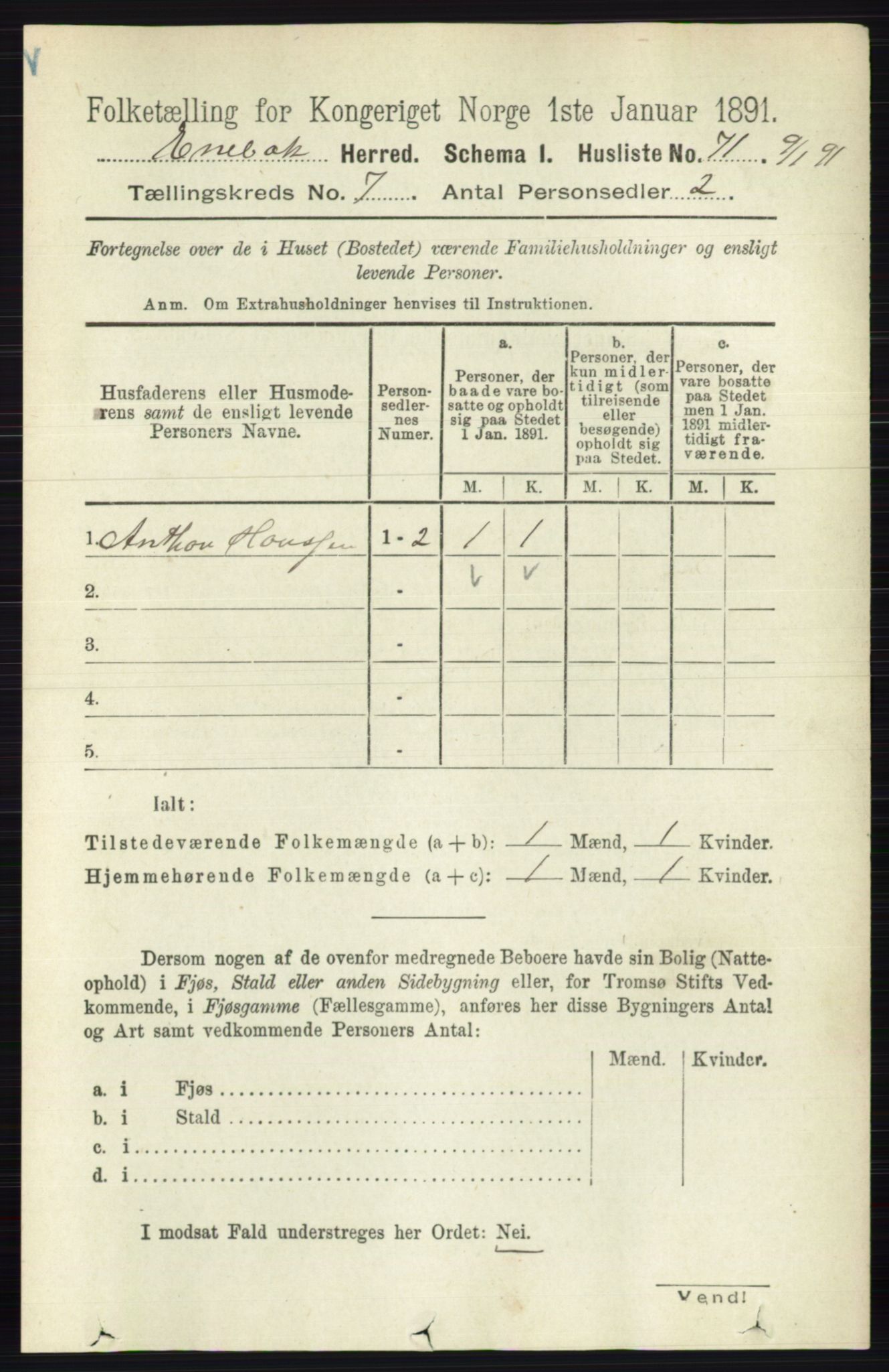 RA, 1891 census for 0229 Enebakk, 1891, p. 3557