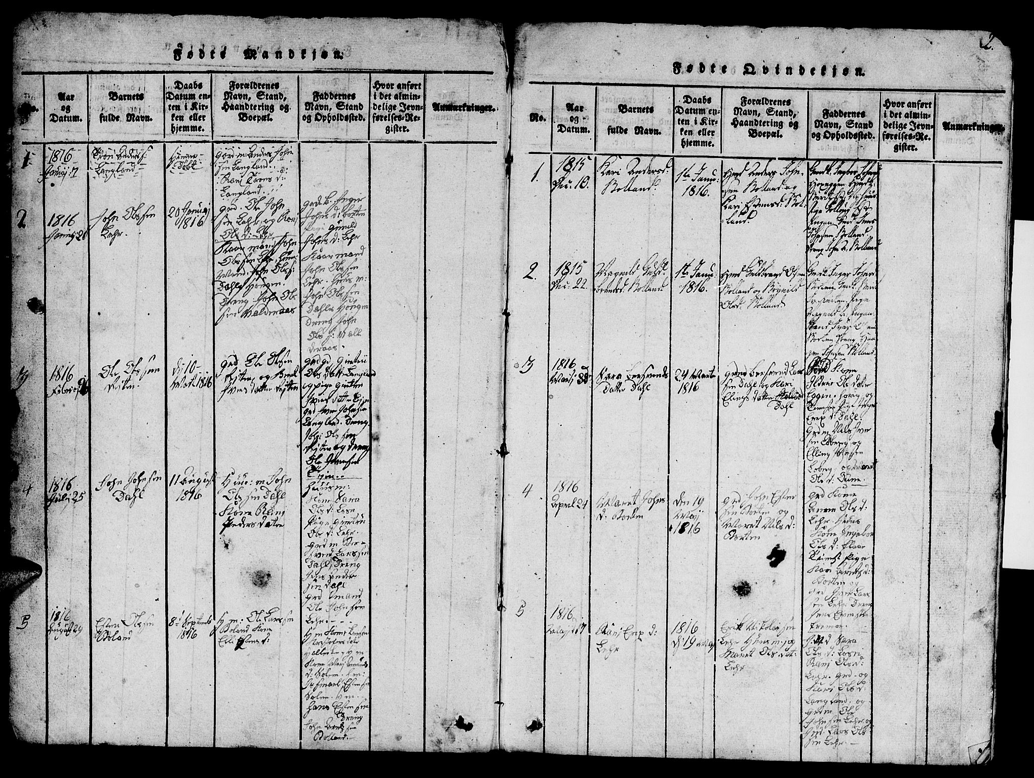 Ministerialprotokoller, klokkerbøker og fødselsregistre - Sør-Trøndelag, SAT/A-1456/693/L1121: Parish register (copy) no. 693C02, 1816-1869, p. 2