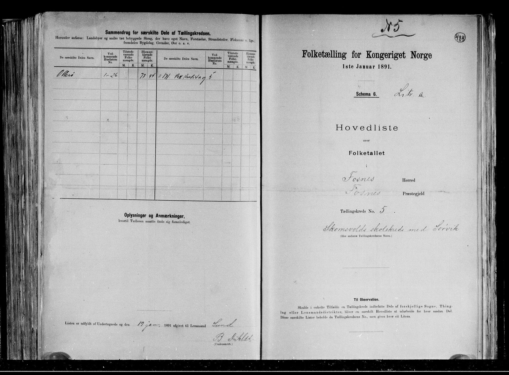 RA, 1891 census for 1748 Fosnes, 1891, p. 14