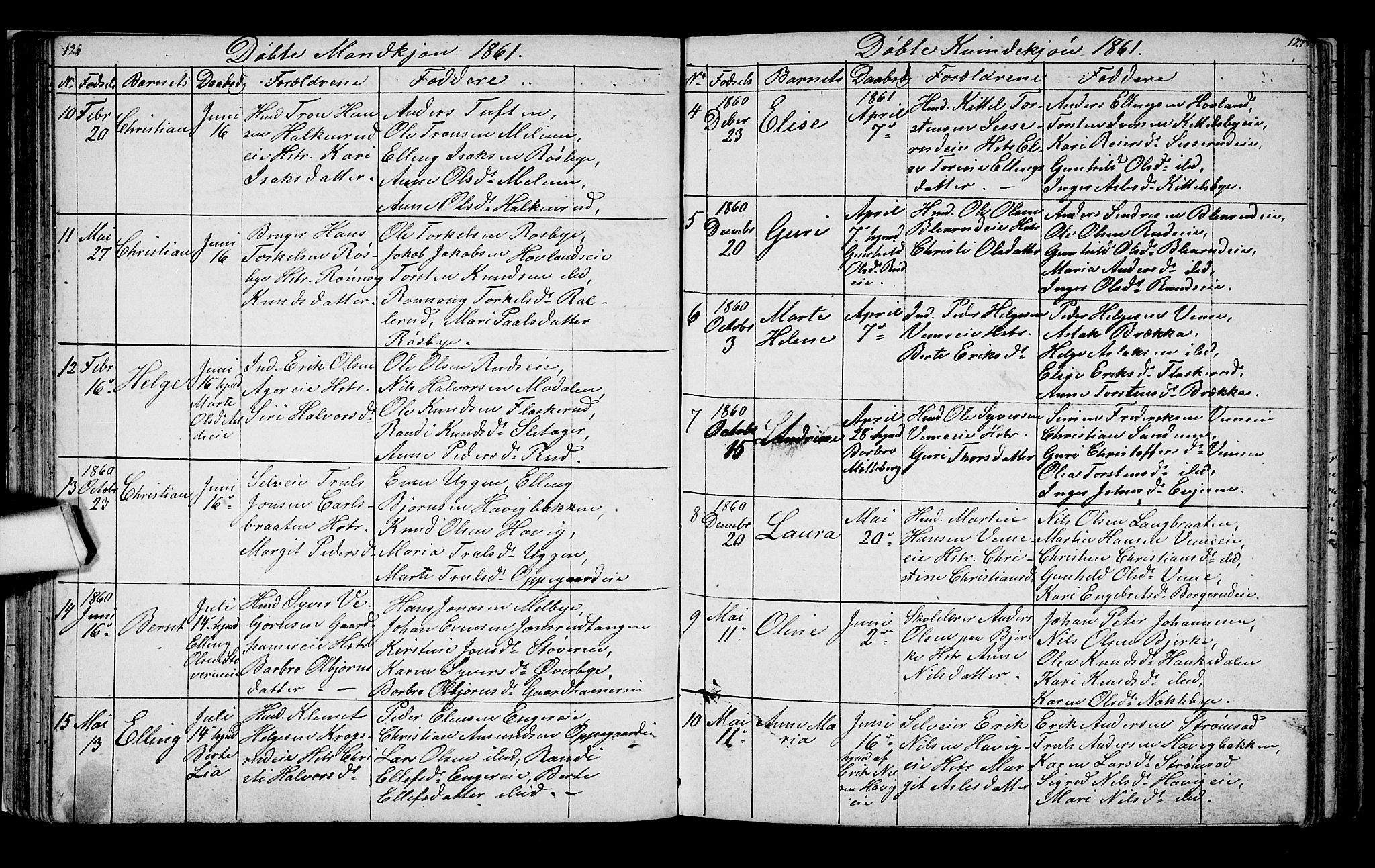 Lunder kirkebøker, AV/SAKO-A-629/G/Ga/L0002: Parish register (copy) no. I 2, 1849-1868, p. 126-127