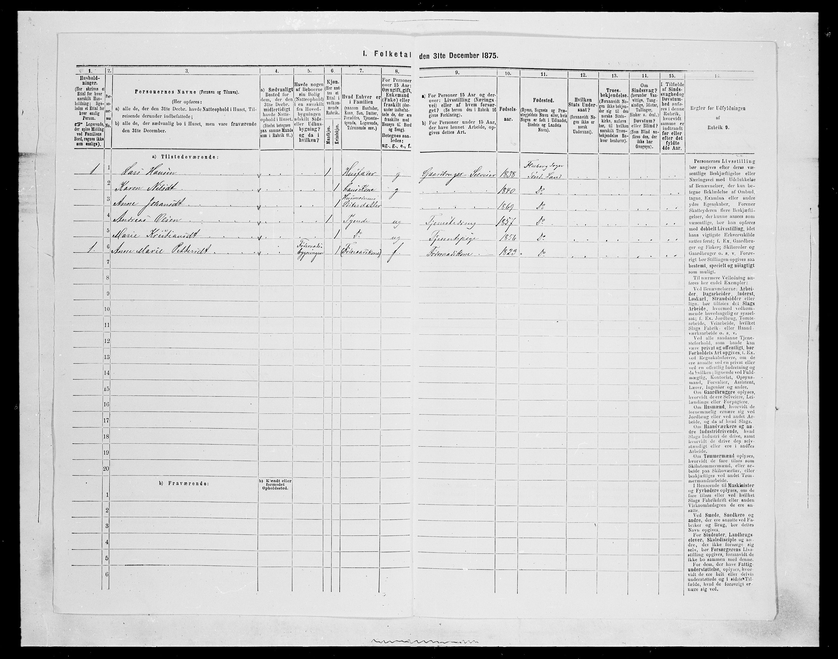 SAH, 1875 census for 0536P Søndre Land, 1875, p. 458