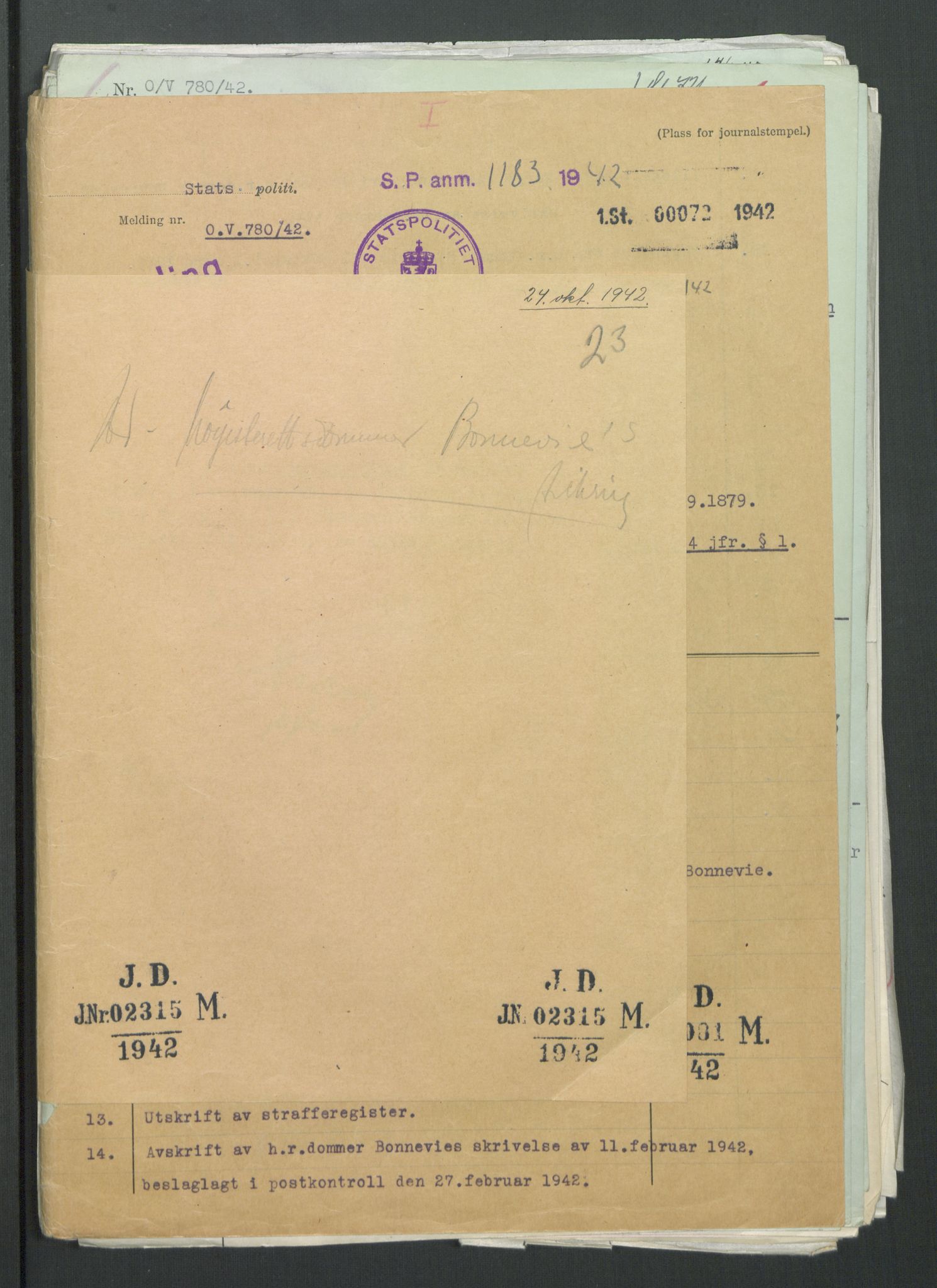 Landssvikarkivet, Oslo politikammer, AV/RA-S-3138-01/D/Di/L0001: Anr. 1559, 1945-1947, p. 219