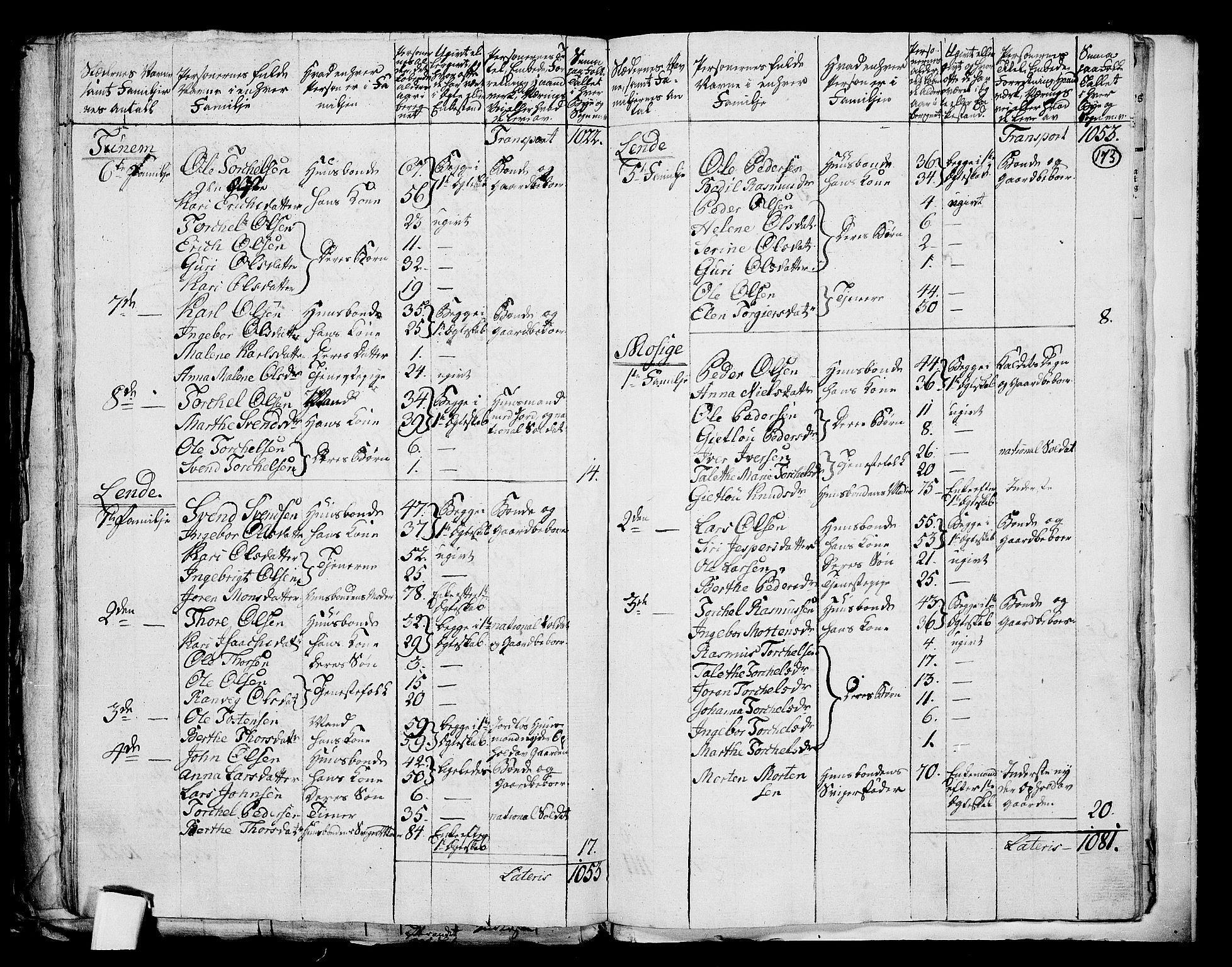 RA, 1801 census for 1121P Lye, 1801, p. 172b-173a