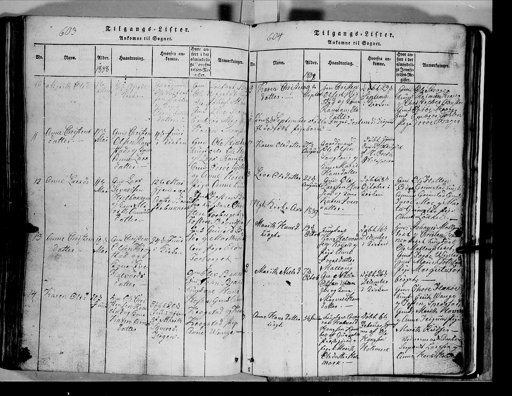 Lom prestekontor, SAH/PREST-070/L/L0003: Parish register (copy) no. 3, 1815-1844, p. 603-604