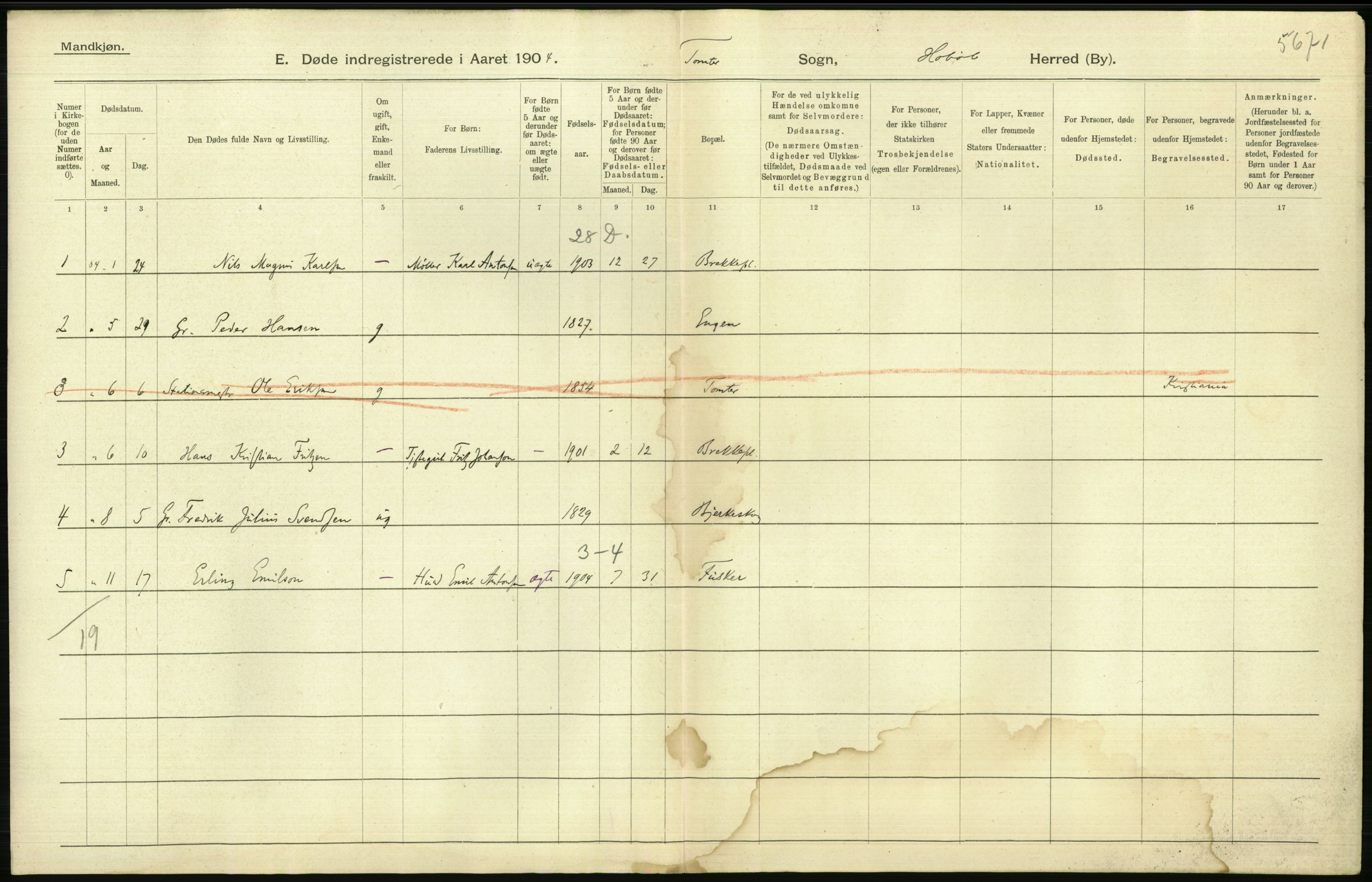 Statistisk sentralbyrå, Sosiodemografiske emner, Befolkning, AV/RA-S-2228/D/Df/Dfa/Dfab/L0001: Smålenenes amt: Fødte, gifte, døde, 1904, p. 820