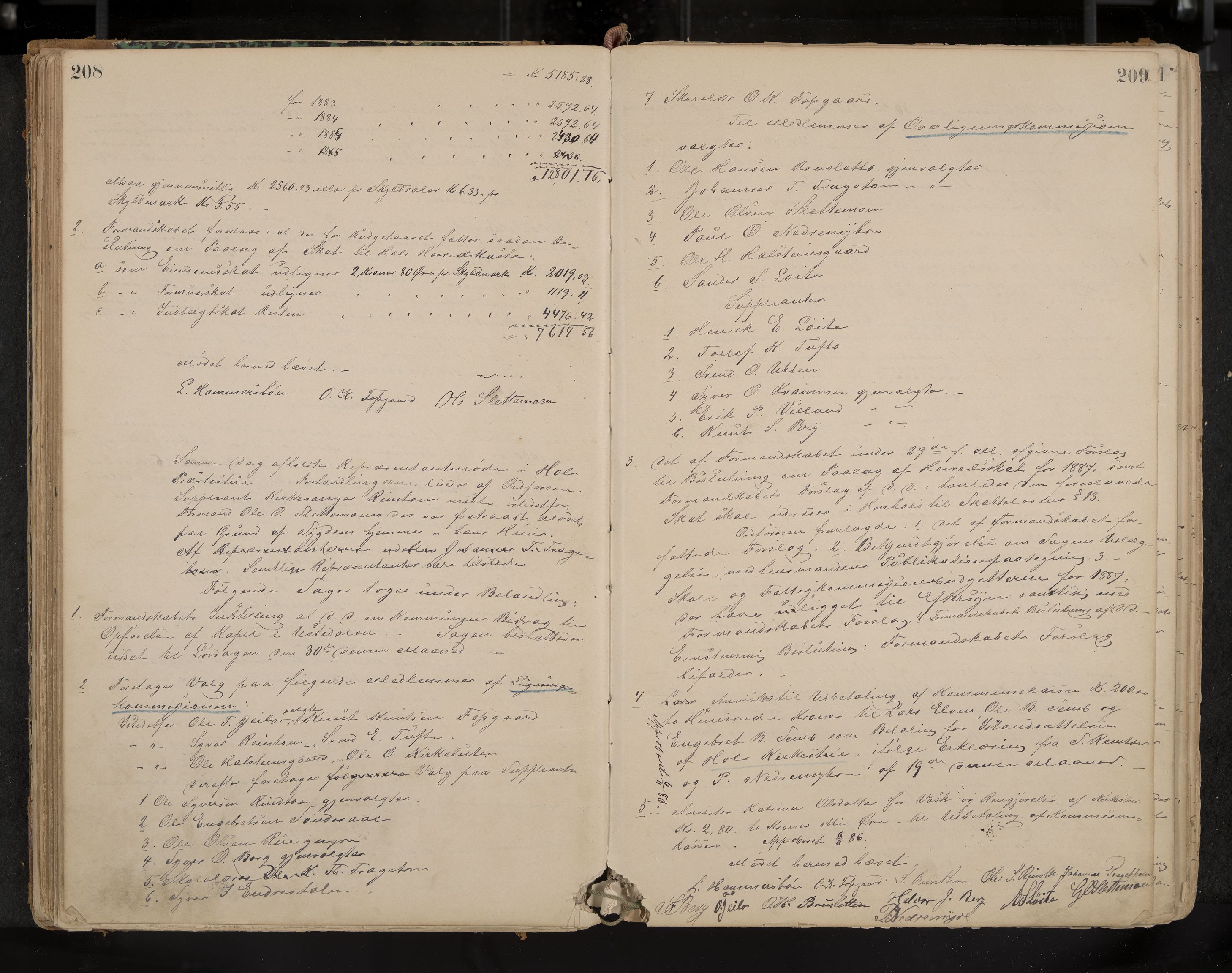 Hol formannskap og sentraladministrasjon, IKAK/0620021-1/A/L0001: Møtebok, 1877-1893, p. 208-209