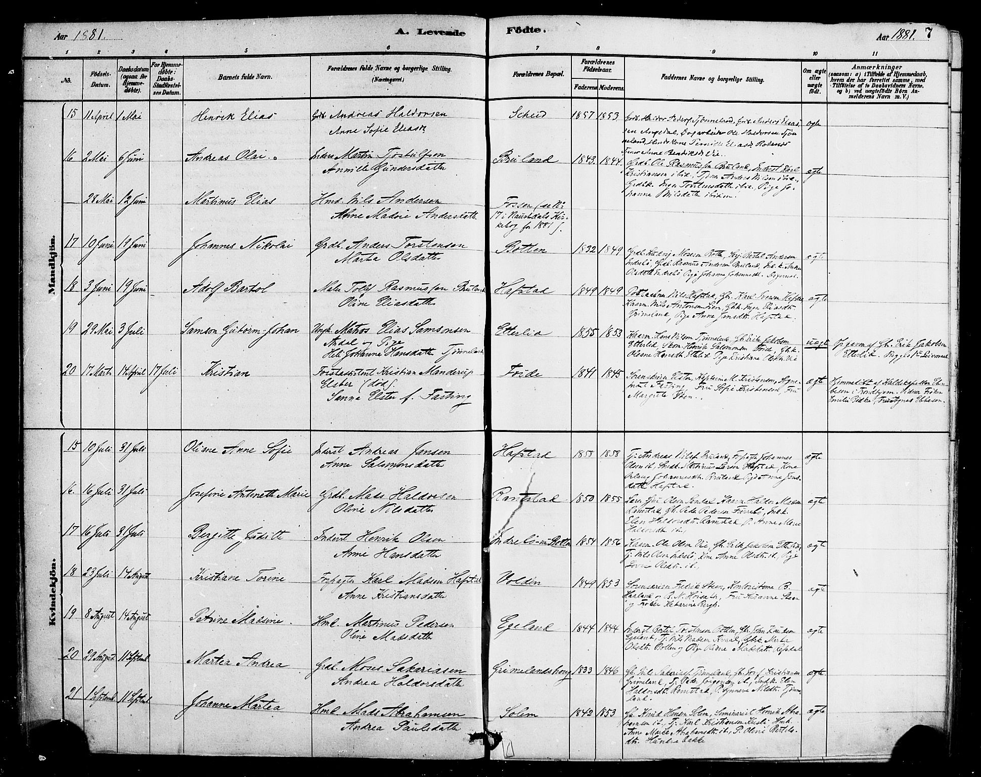 Førde sokneprestembete, AV/SAB-A-79901/H/Haa/Haab/L0001: Parish register (official) no. B 1, 1880-1898, p. 7