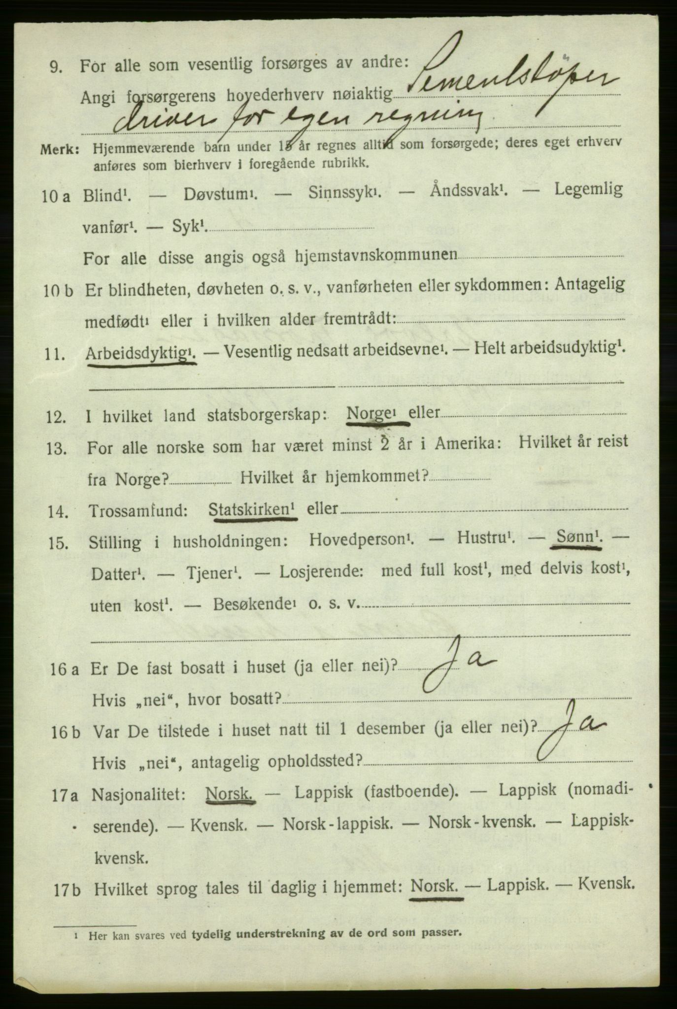 SATØ, 1920 census for Talvik, 1920, p. 3287