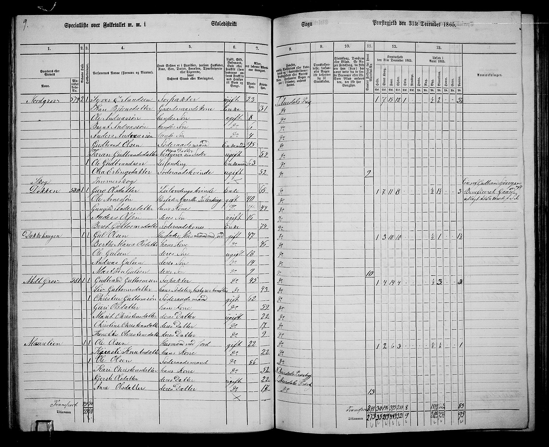 RA, 1865 census for Sør-Aurdal, 1865, p. 153