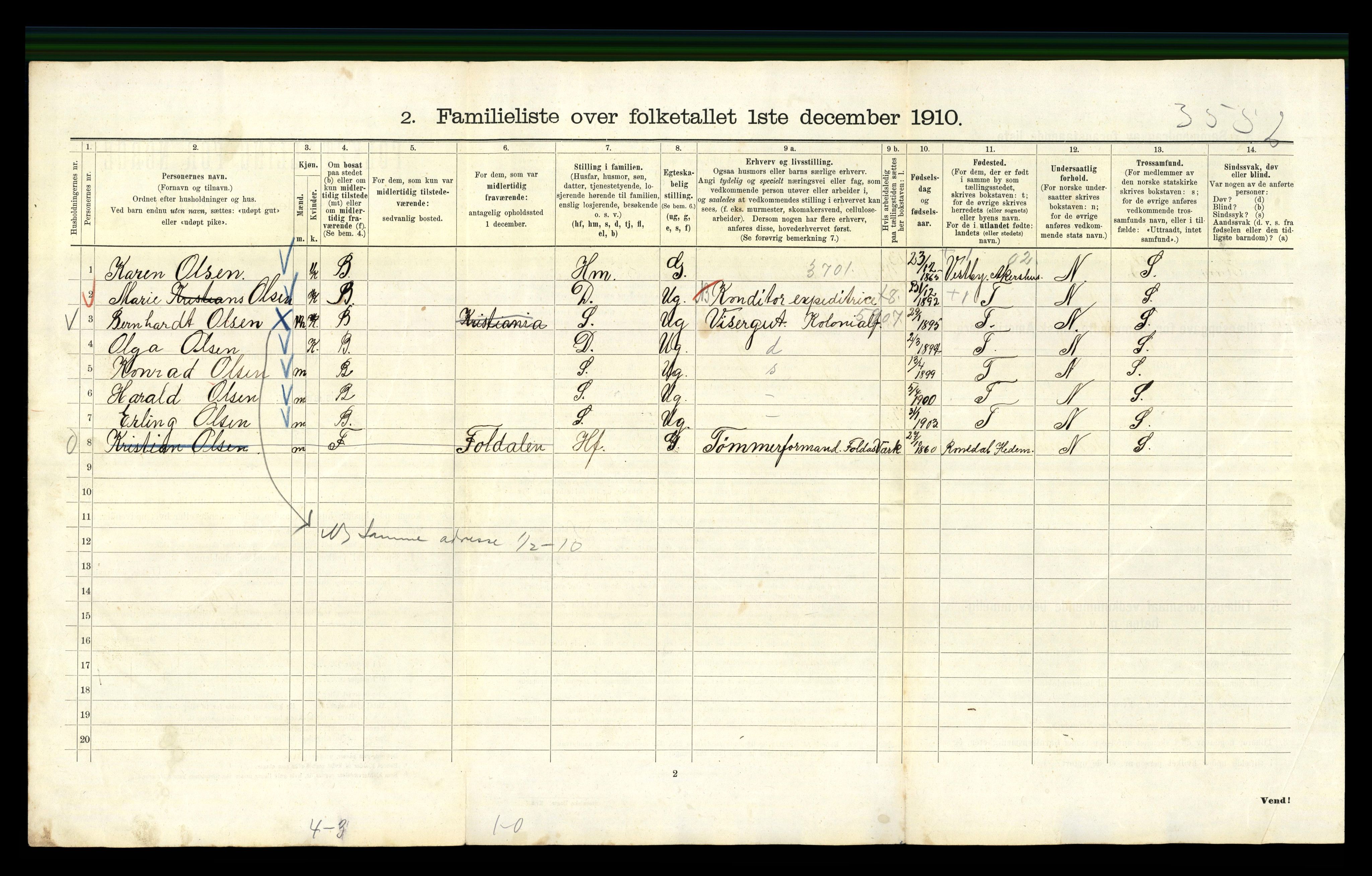 RA, 1910 census for Kristiania, 1910, p. 5610