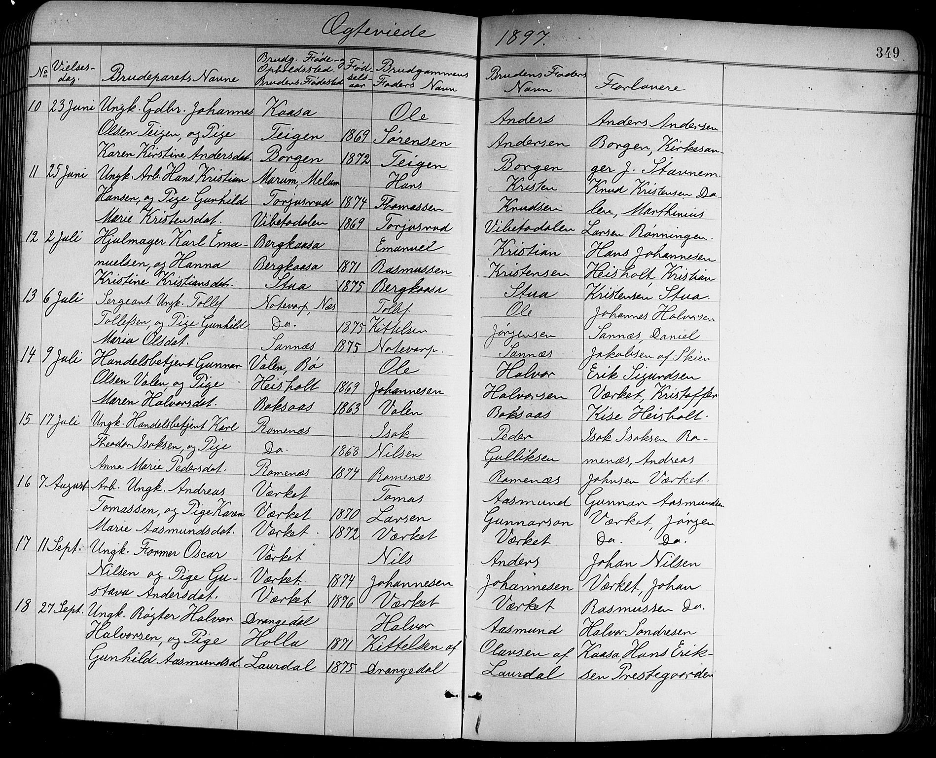 Holla kirkebøker, SAKO/A-272/G/Ga/L0005: Parish register (copy) no. I 5, 1891-1917, p. 349