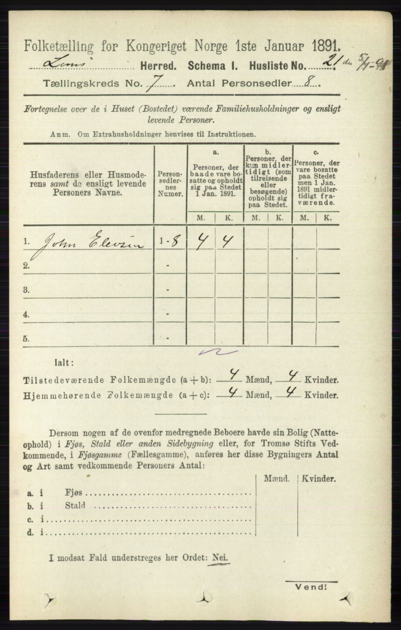 RA, 1891 census for 0514 Lom, 1891, p. 2780