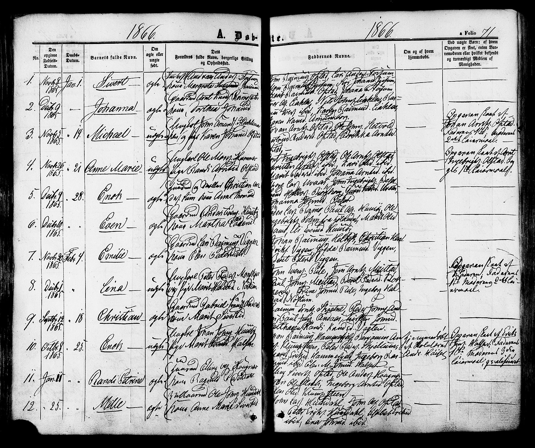 Ministerialprotokoller, klokkerbøker og fødselsregistre - Sør-Trøndelag, SAT/A-1456/665/L0772: Parish register (official) no. 665A07, 1856-1878, p. 71