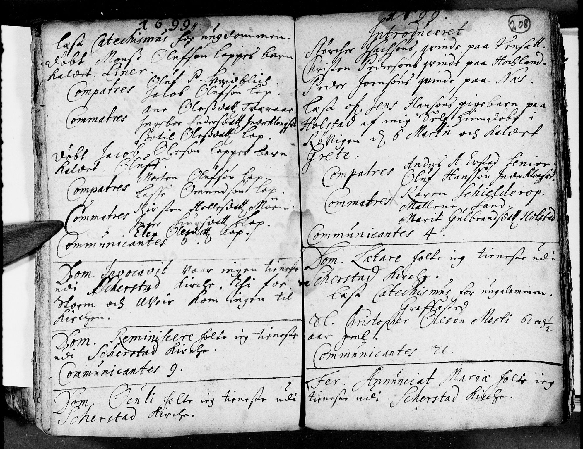 Ministerialprotokoller, klokkerbøker og fødselsregistre - Nordland, AV/SAT-A-1459/852/L0732: Parish register (official) no. 852A02, 1690-1699, p. 208