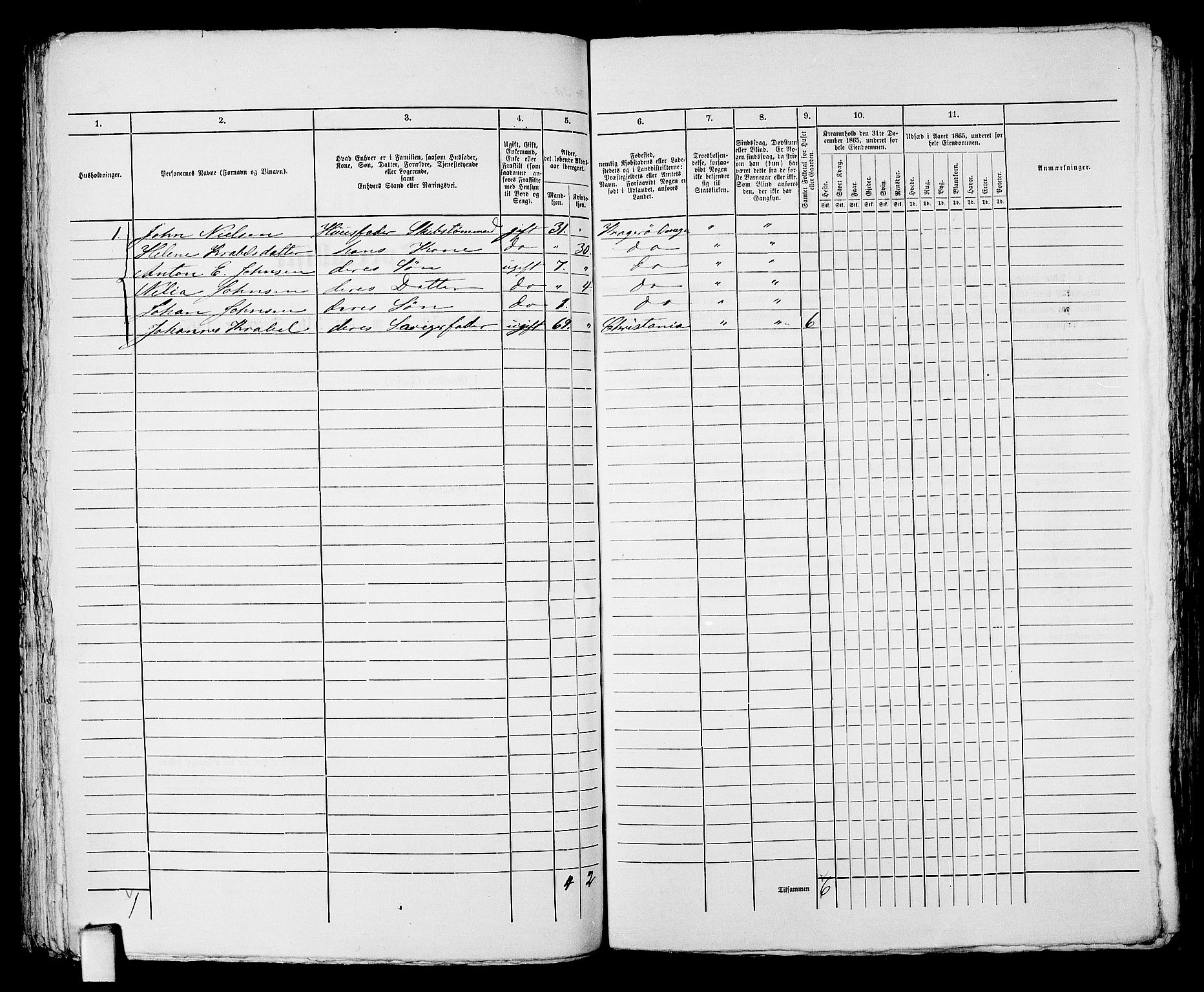 RA, 1865 census for Kragerø/Kragerø, 1865, p. 292