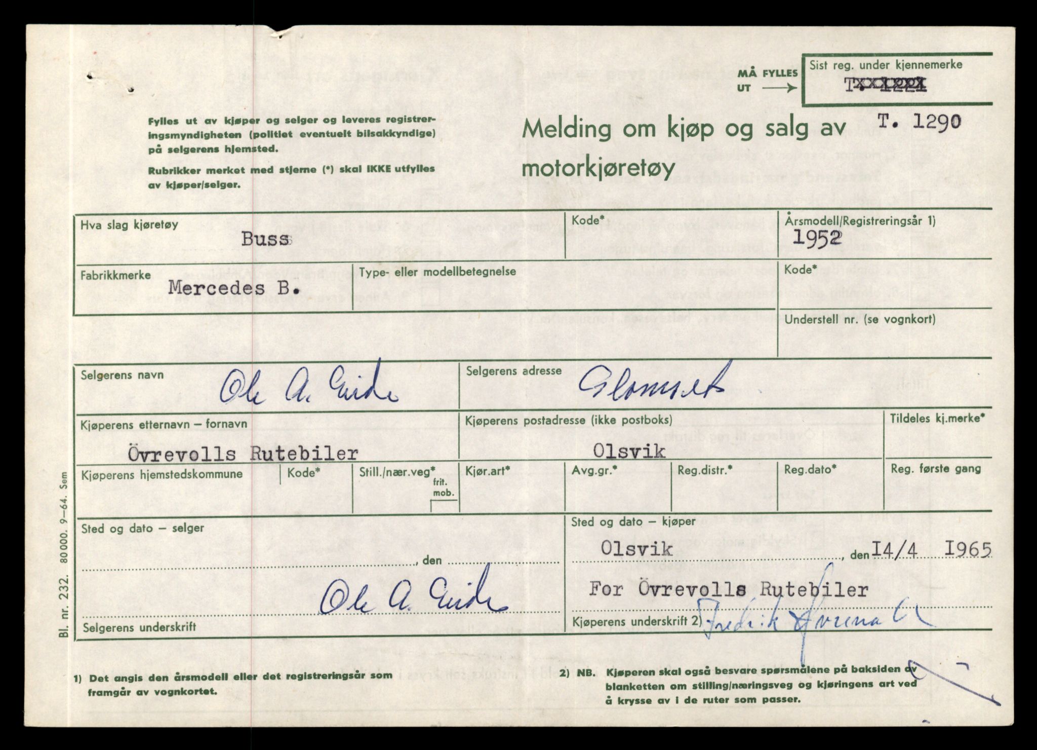 Møre og Romsdal vegkontor - Ålesund trafikkstasjon, AV/SAT-A-4099/F/Fe/L0012: Registreringskort for kjøretøy T 1290 - T 1450, 1927-1998, p. 9