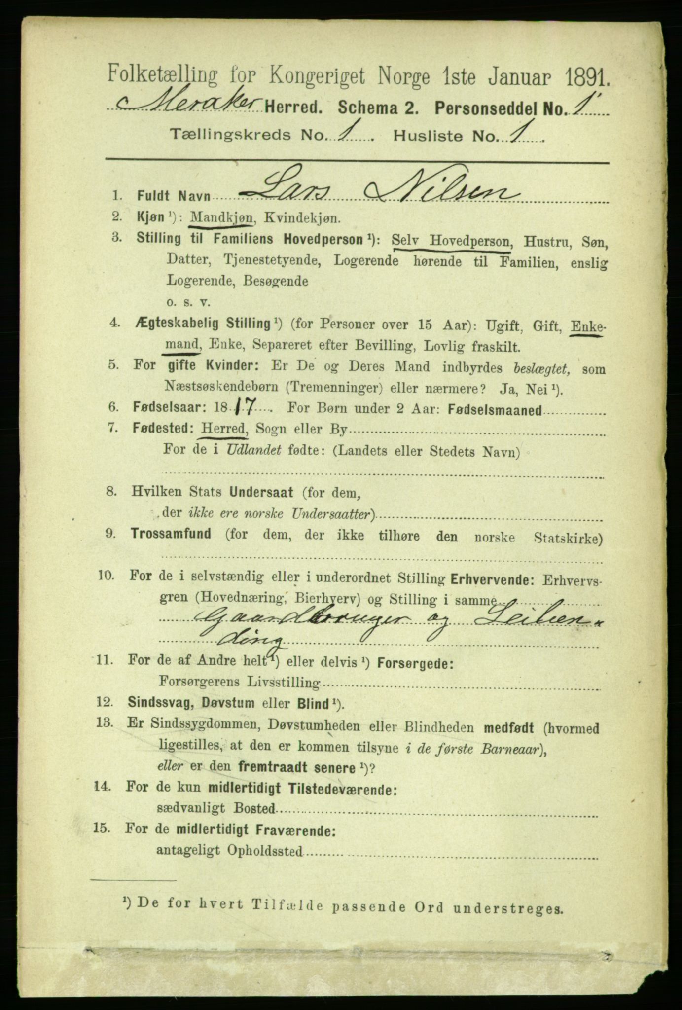 RA, 1891 census for 1711 Meråker, 1891, p. 79