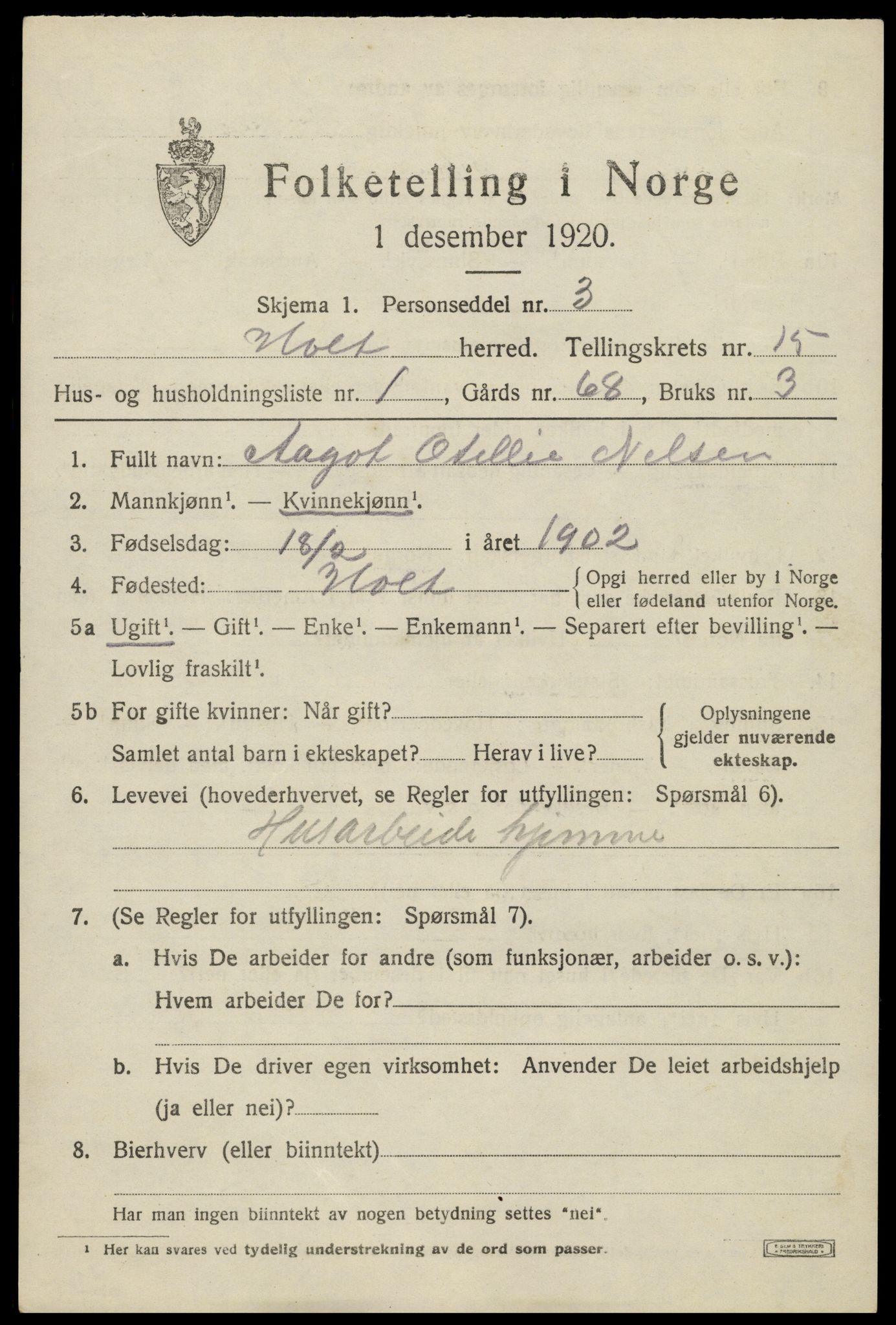 SAK, 1920 census for Holt, 1920, p. 8382