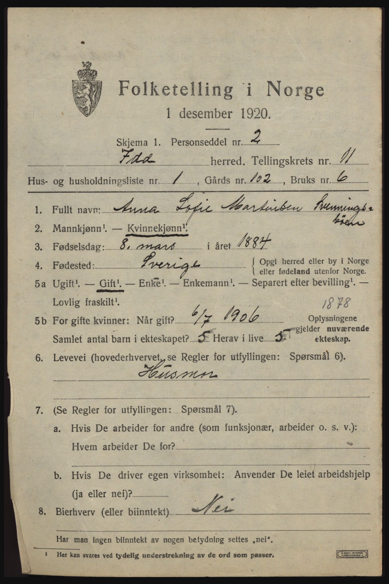 SAO, 1920 census for Idd, 1920, p. 10929