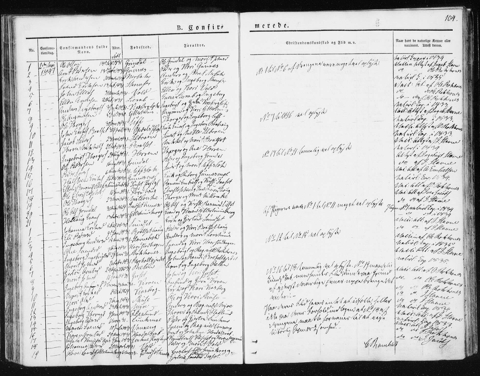 Ministerialprotokoller, klokkerbøker og fødselsregistre - Sør-Trøndelag, SAT/A-1456/674/L0869: Parish register (official) no. 674A01, 1829-1860, p. 104