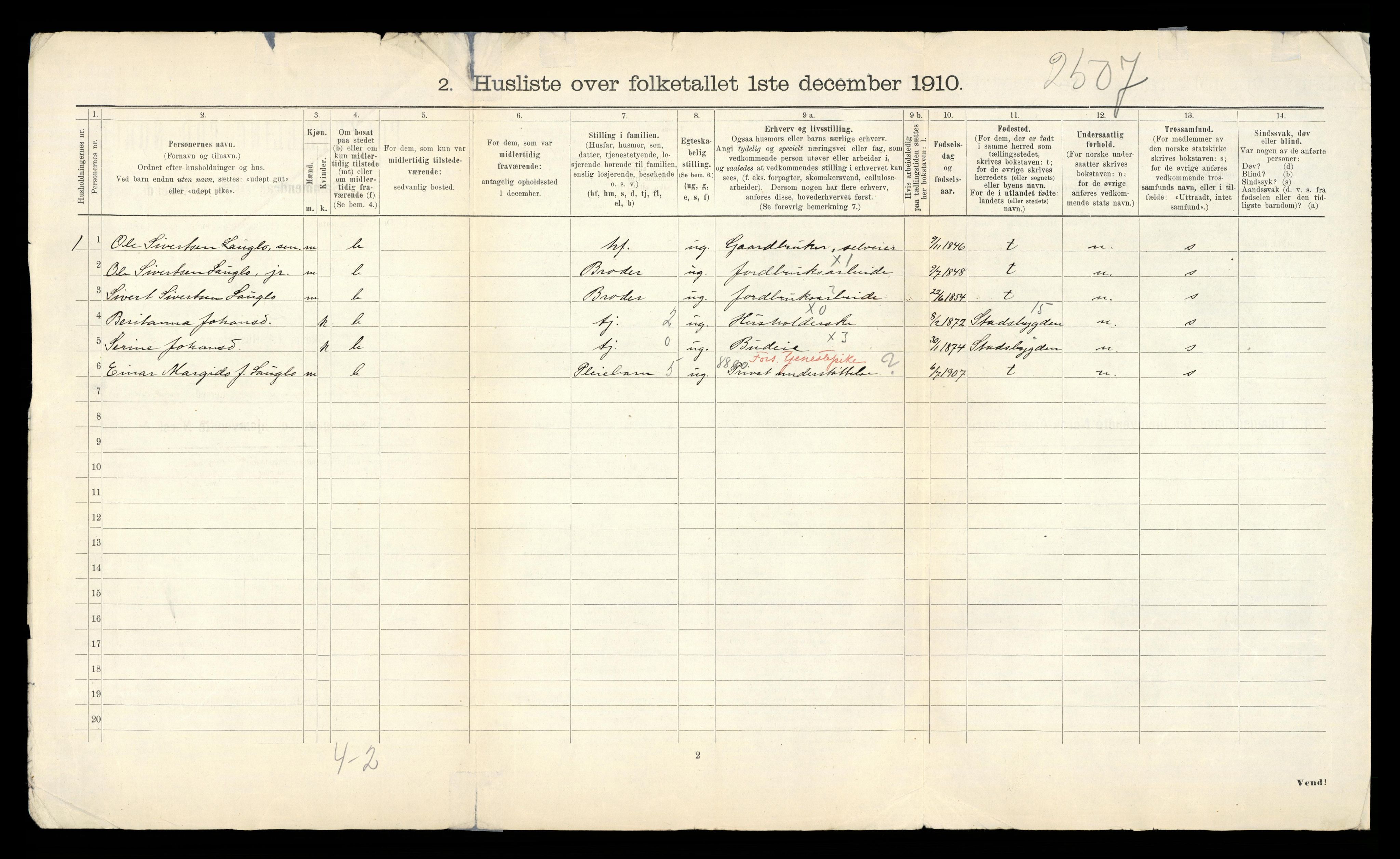 RA, 1910 census for Leinstrand, 1910, p. 20