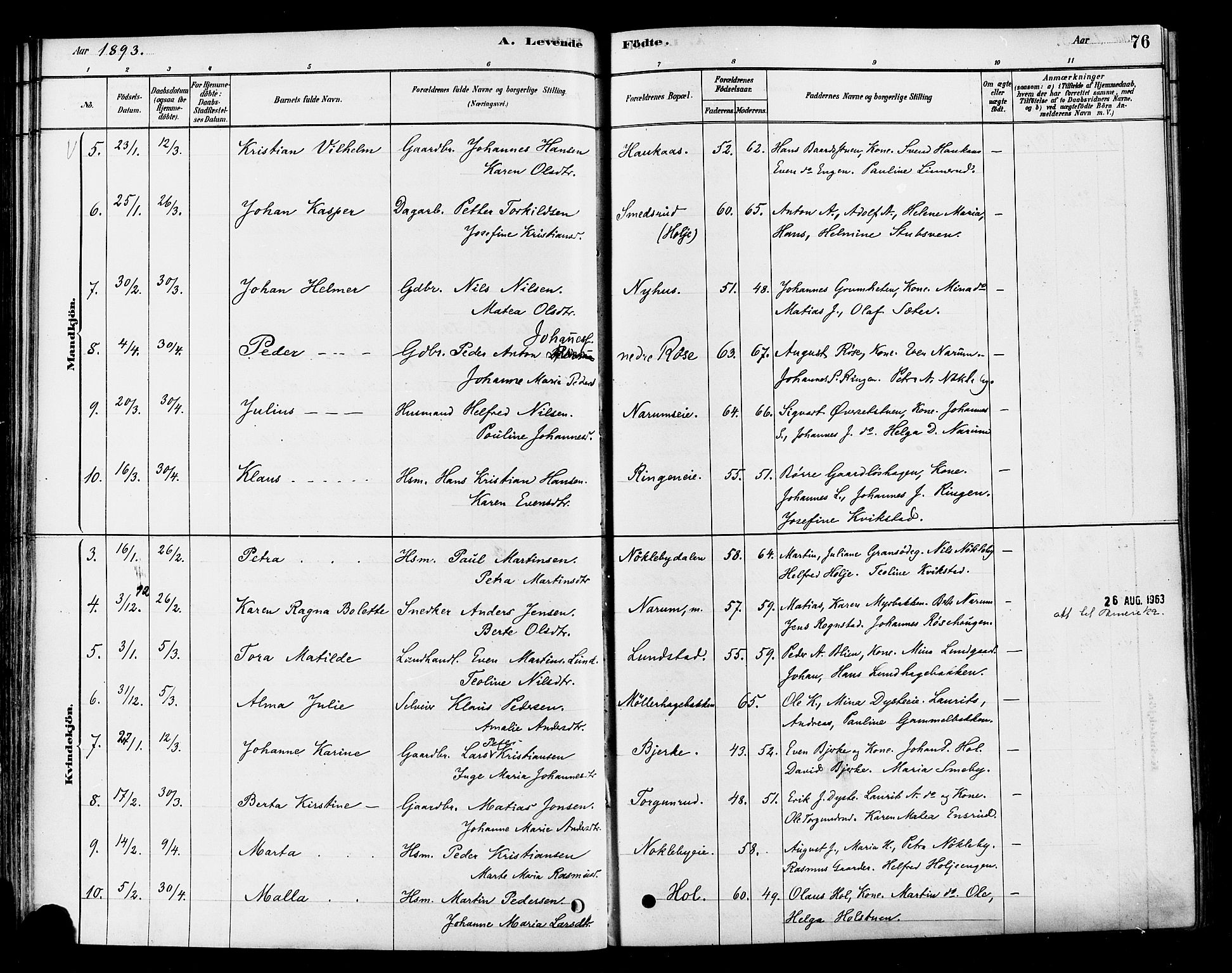 Vestre Toten prestekontor, SAH/PREST-108/H/Ha/Haa/L0010: Parish register (official) no. 10, 1878-1894, p. 76