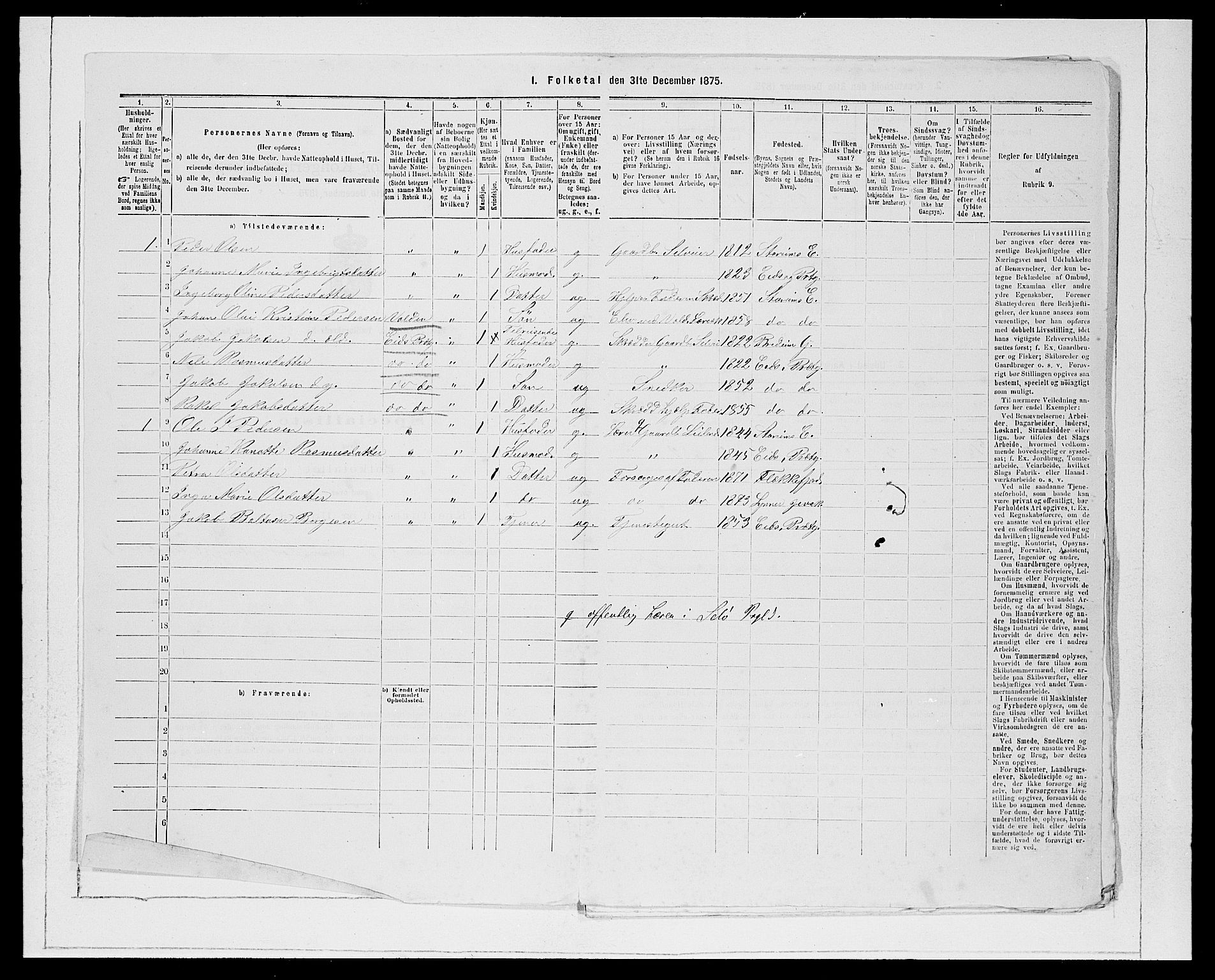 SAB, 1875 Census for 1443P Eid, 1875, p. 812