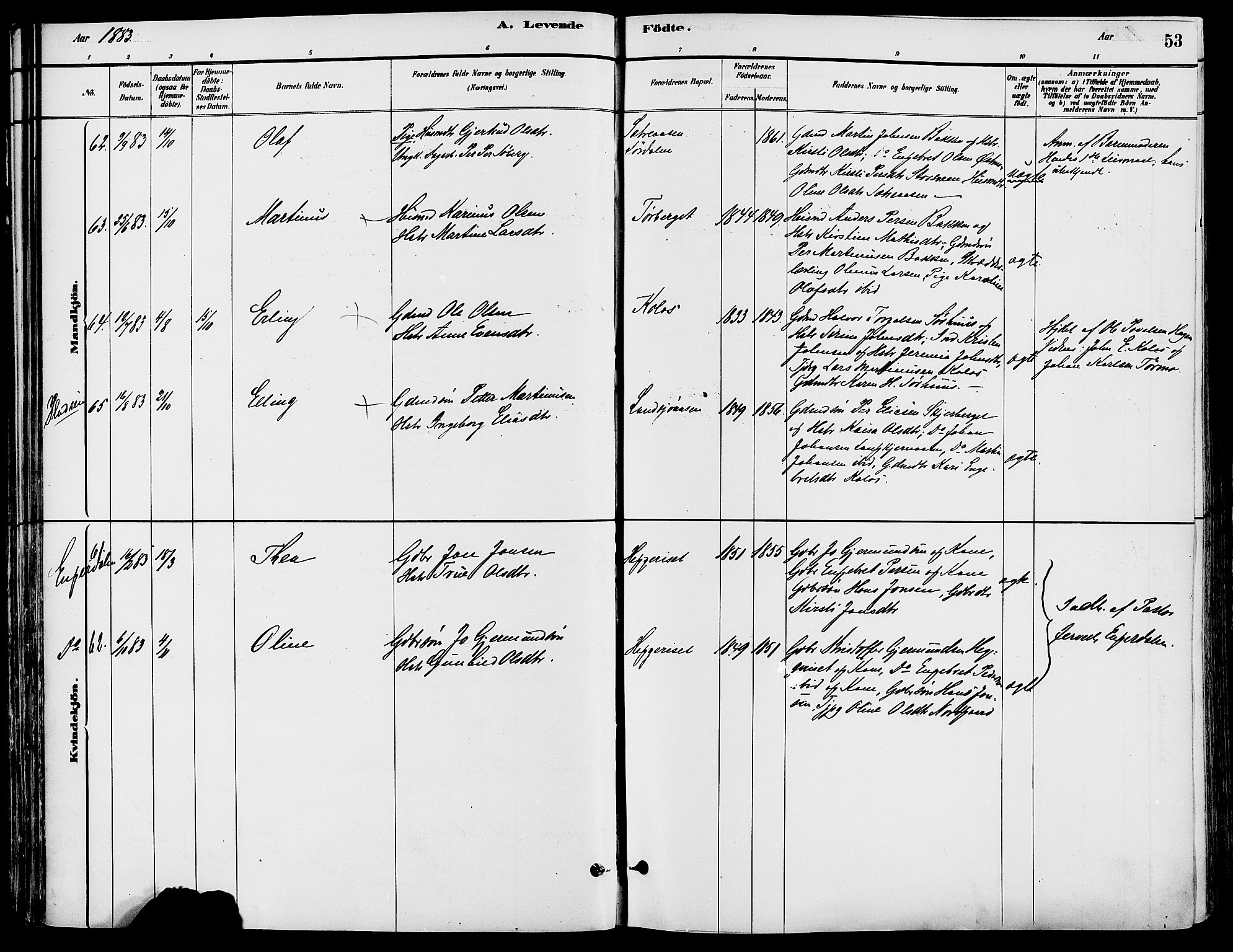 Trysil prestekontor, AV/SAH-PREST-046/H/Ha/Haa/L0008: Parish register (official) no. 8, 1881-1897, p. 53