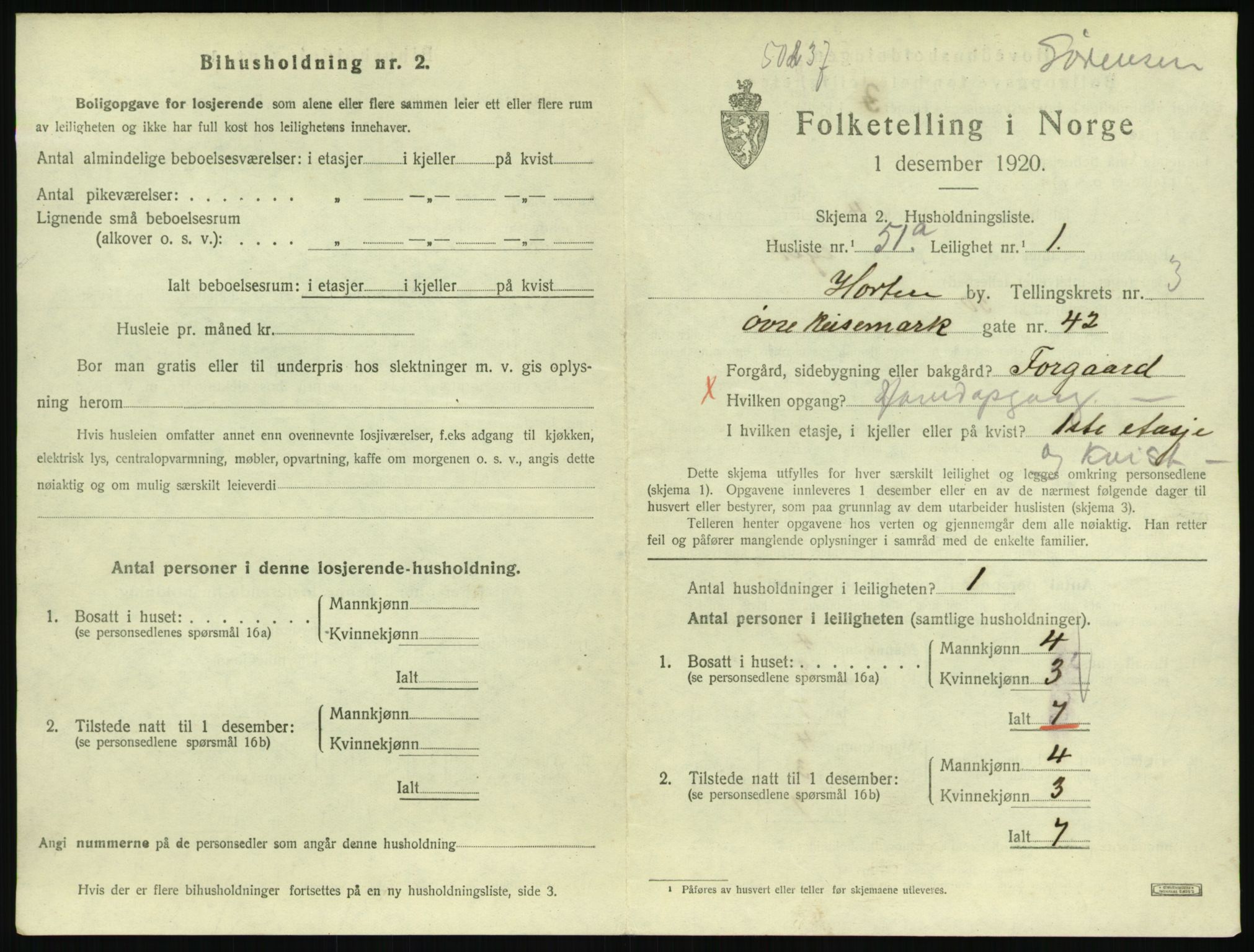 SAKO, 1920 census for Horten, 1920, p. 4315