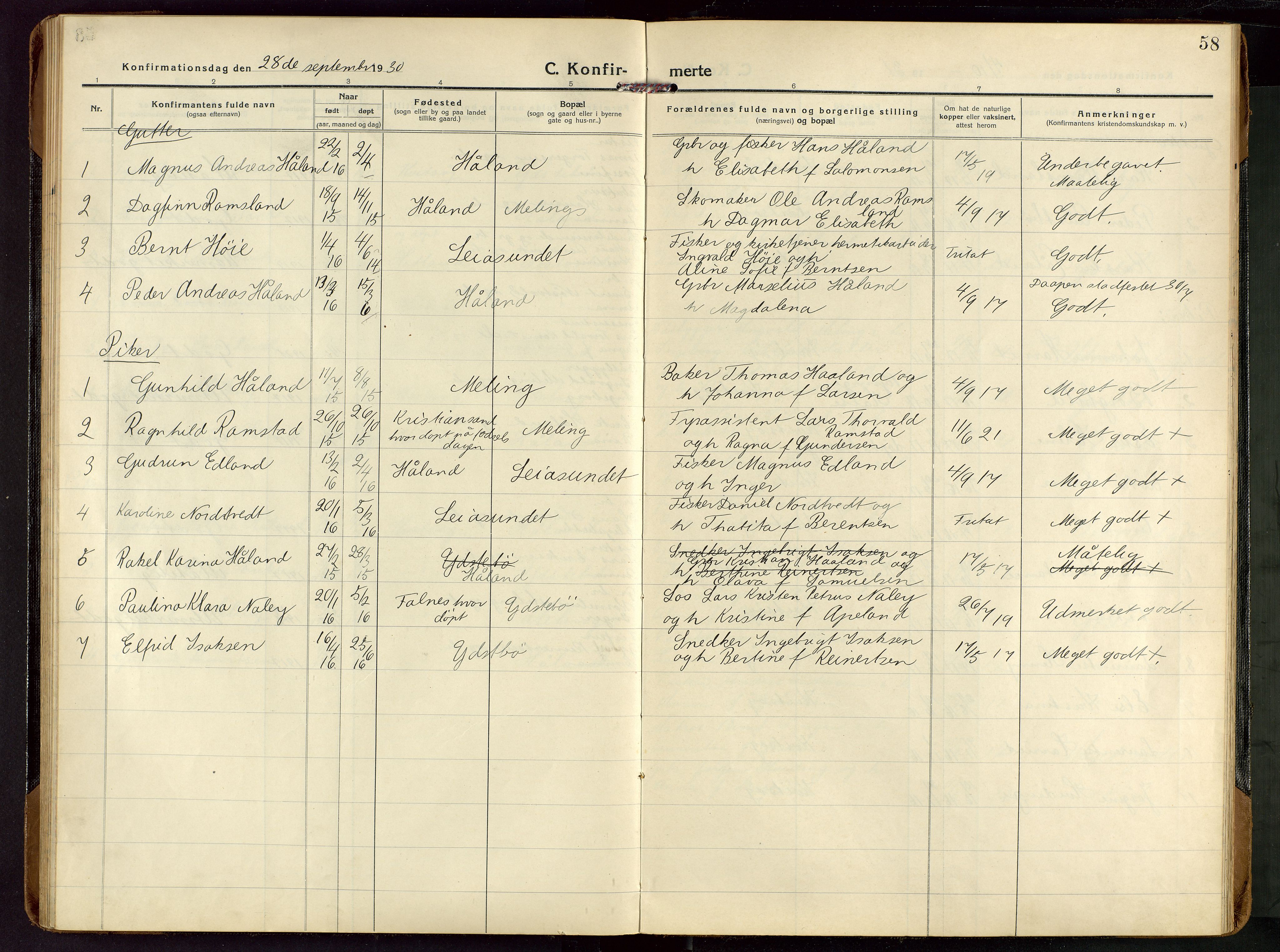 Rennesøy sokneprestkontor, SAST/A -101827/H/Ha/Haa/L0018: Parish register (official) no. A 18, 1917-1937, p. 58