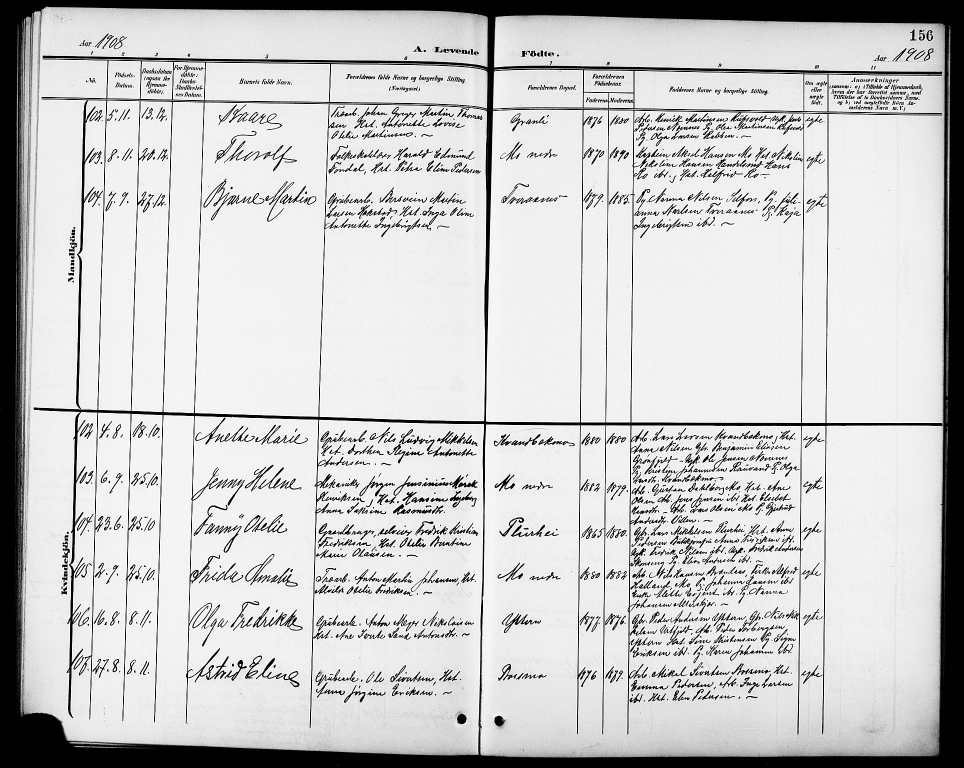 Ministerialprotokoller, klokkerbøker og fødselsregistre - Nordland, AV/SAT-A-1459/827/L0422: Parish register (copy) no. 827C11, 1899-1912, p. 156