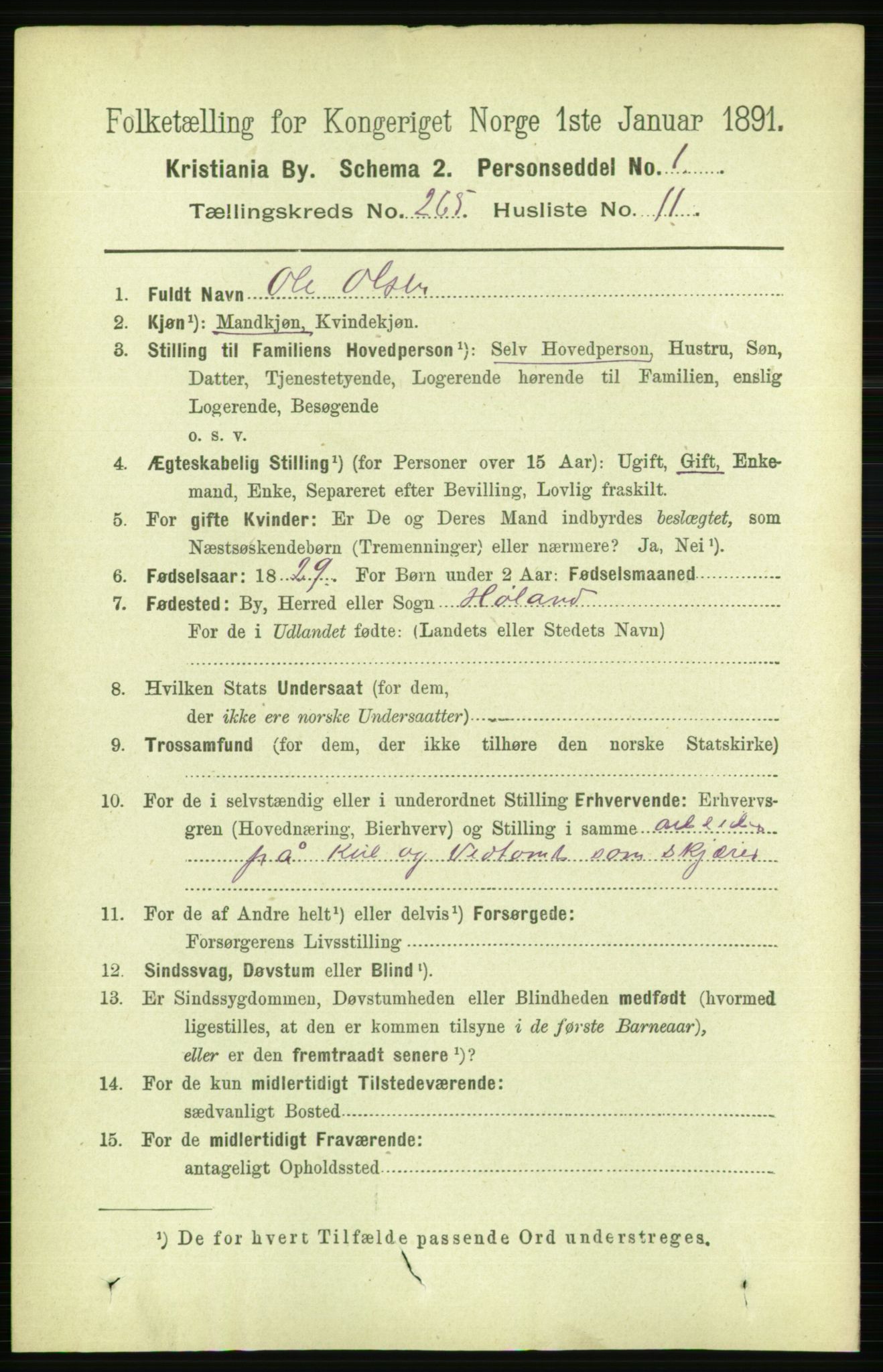 RA, 1891 census for 0301 Kristiania, 1891, p. 161127